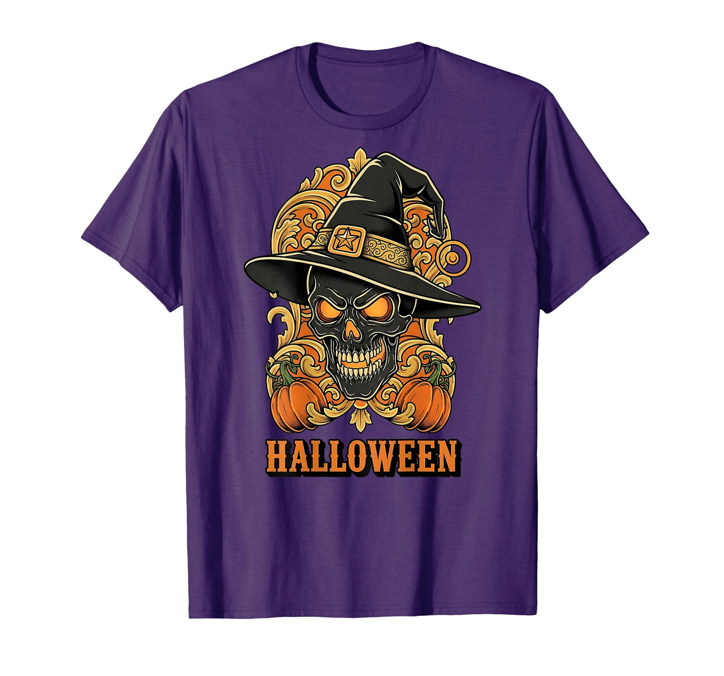 Spooky Skull Witch Hat Halloween Horror Scary for Men T-Shirt