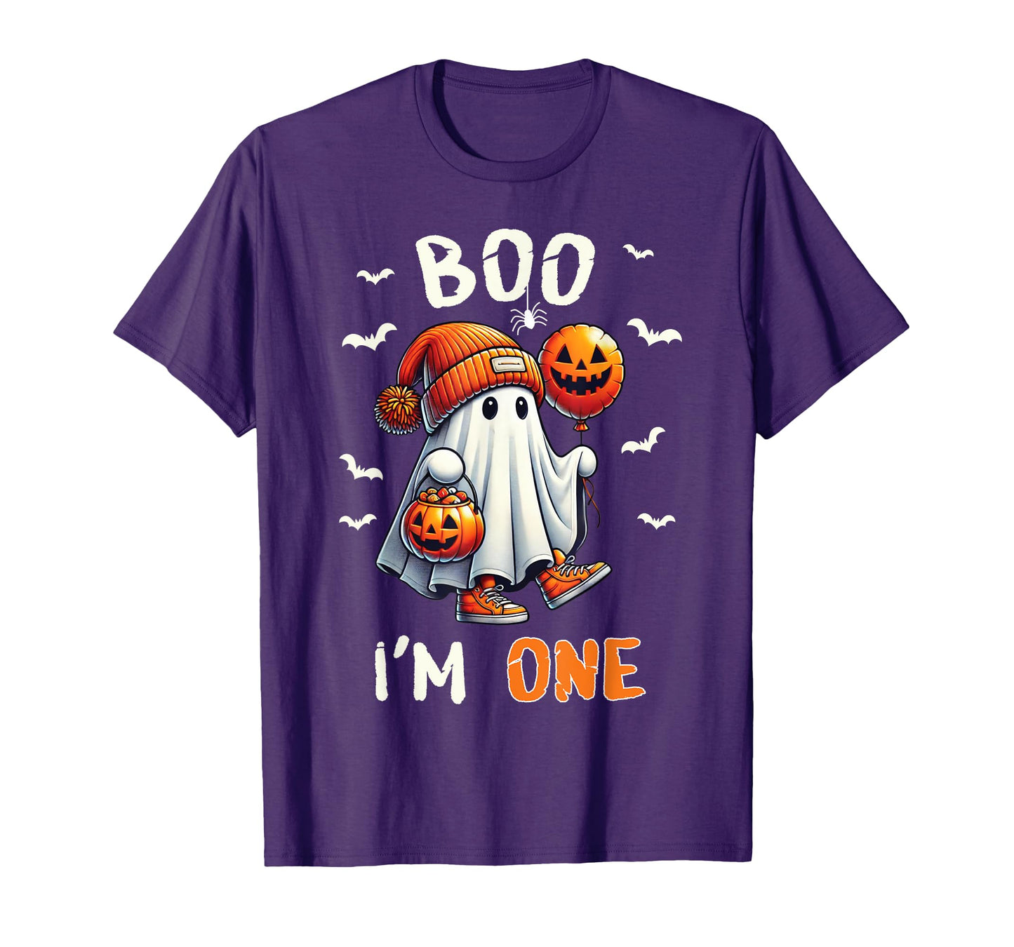 Boo I'm One Ghost 1st Birthday Halloween Boy Kids Groovy T-Shirt