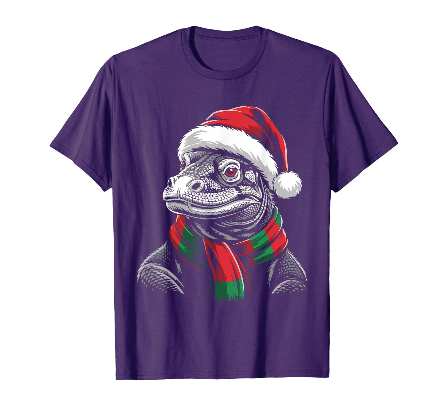 Komodo Dragon Xmas Santa Hat Scarf Christmas Costume T-Shirt