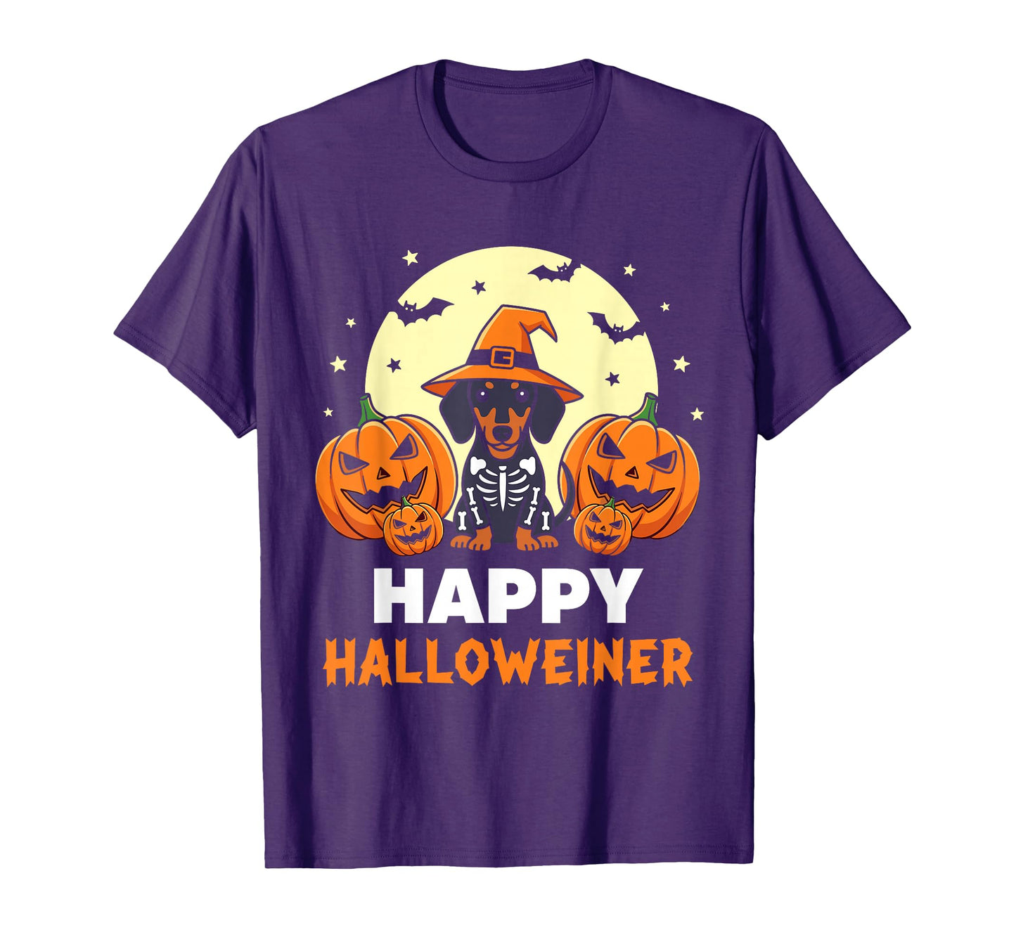 Happy Halloweiner Funny Halloween Dachshund Witch Skeleton T-Shirt