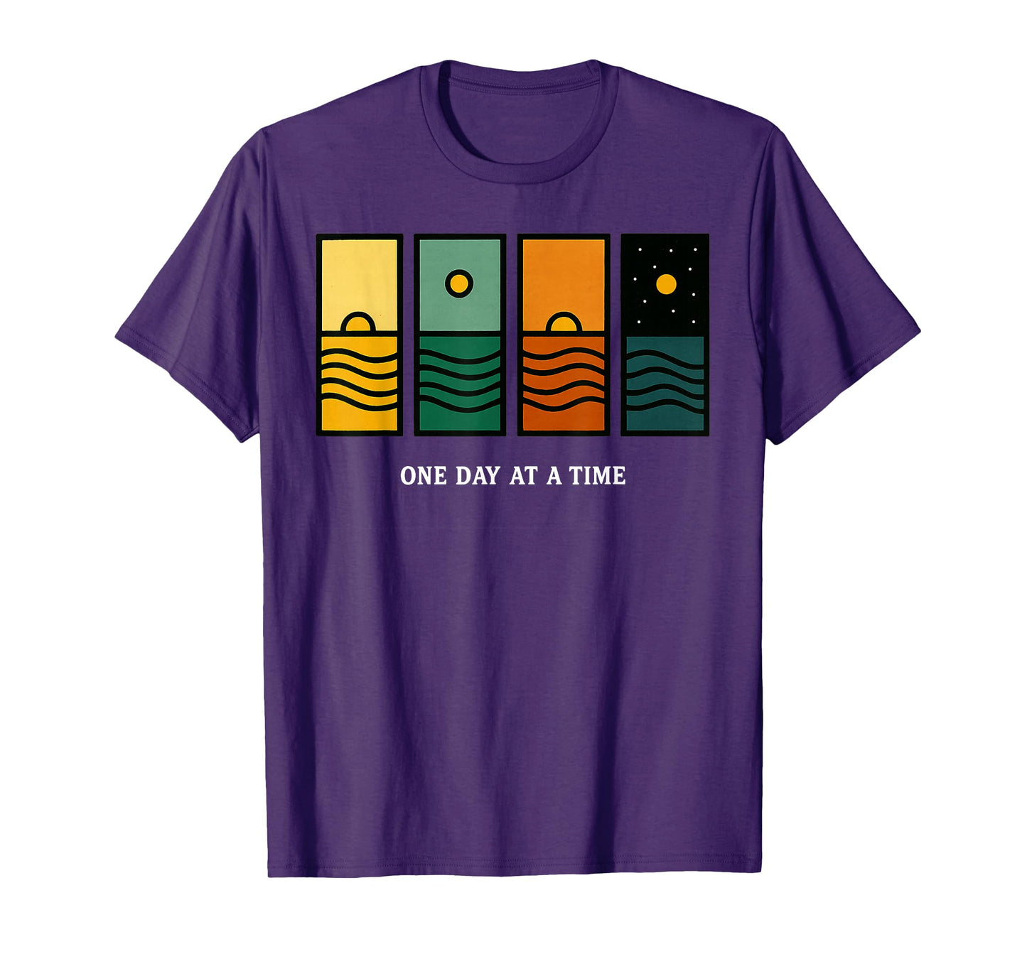 Retro One Day at A Time Motivational Quote Retro Sunset T-Shirt