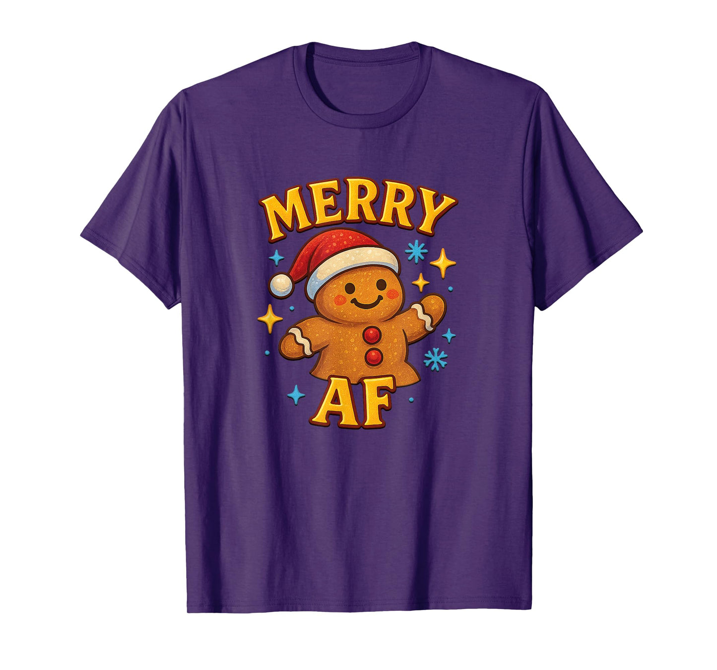 Merry AF Gingerbread Man Christmas Santa Hat Cookie Holiday T-Shirt