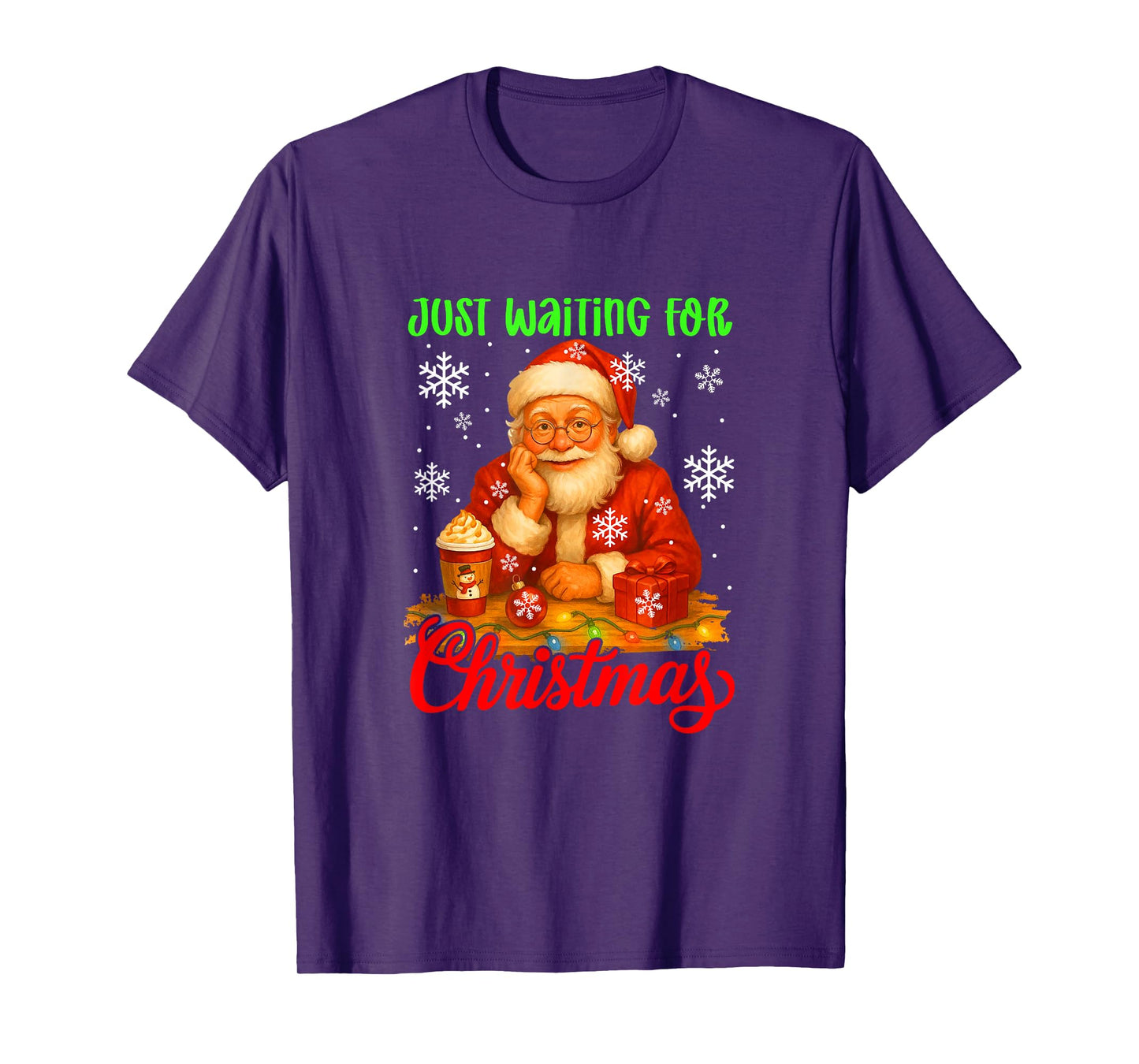 Waiting for Christmas Santa Drinking Coffee Matching Family T-Shirt