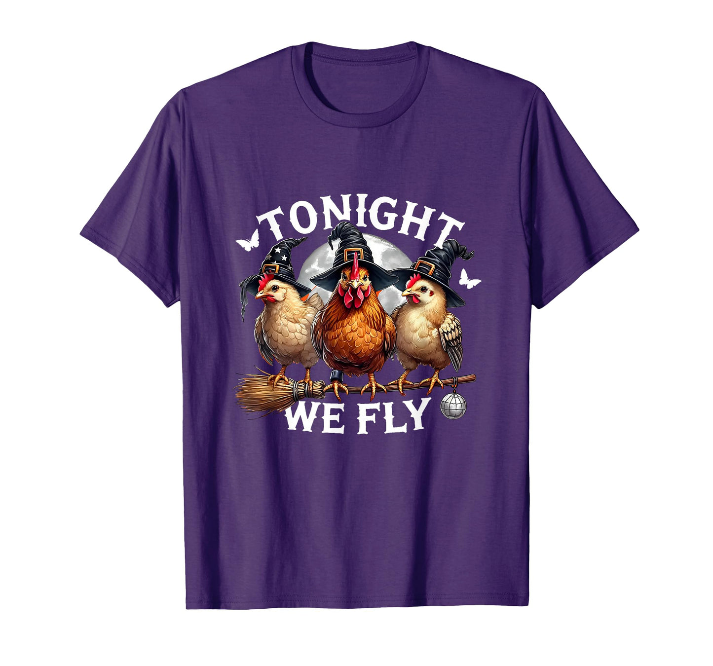 Tonight We Fly Chicken Funny Halloween Spooky Chicken Witch T-Shirt