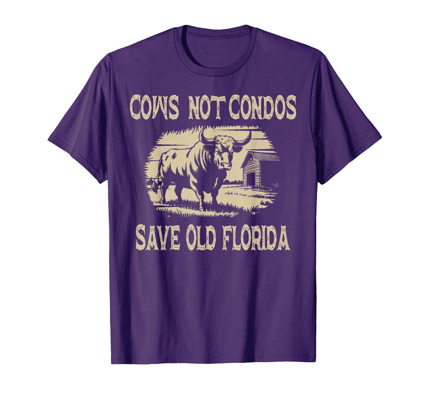 Funny Vintage Cows Not Condos Save Old Florida T-Shirt