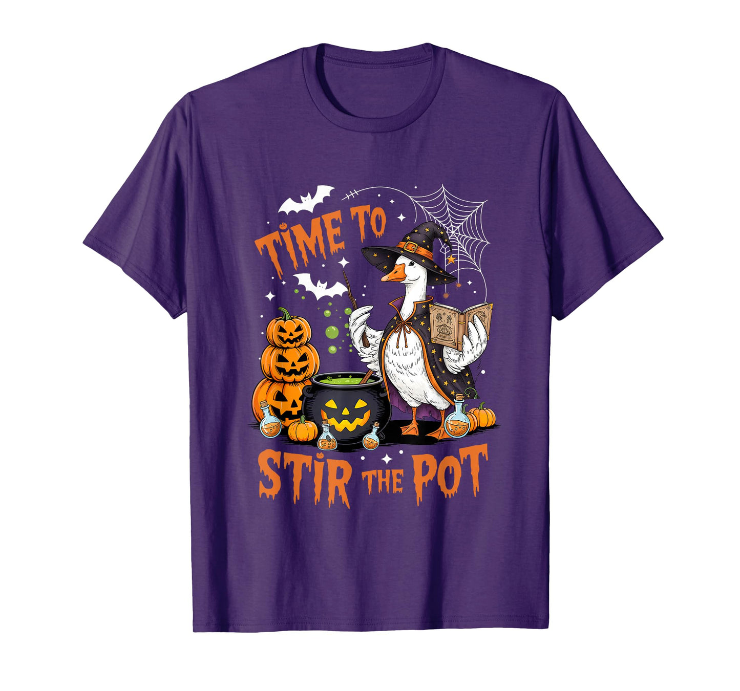 Time to Stir The Pot Halloween Goose Spooky Season Womens T-Shirt