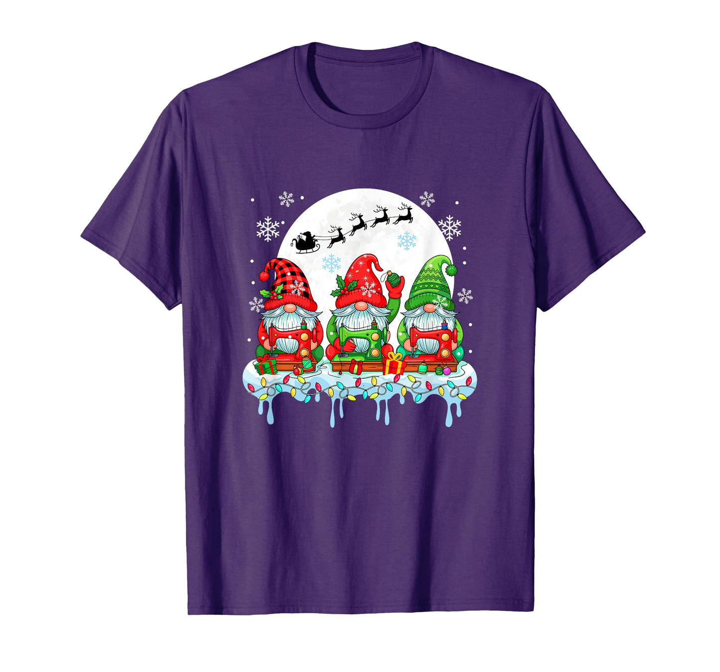 Three Colorful Gnomes with Sewing Tools Christmas Tailor T-Shirt