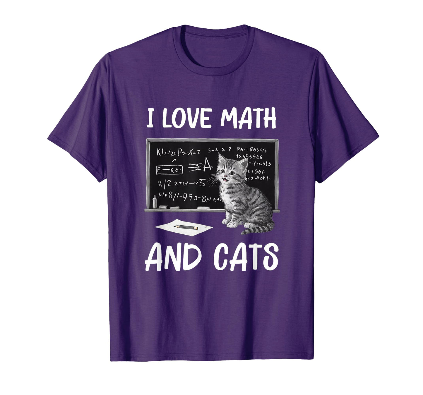 I Love Math And Cats Funny Cat Lover Science Teacher Student T-Shirt