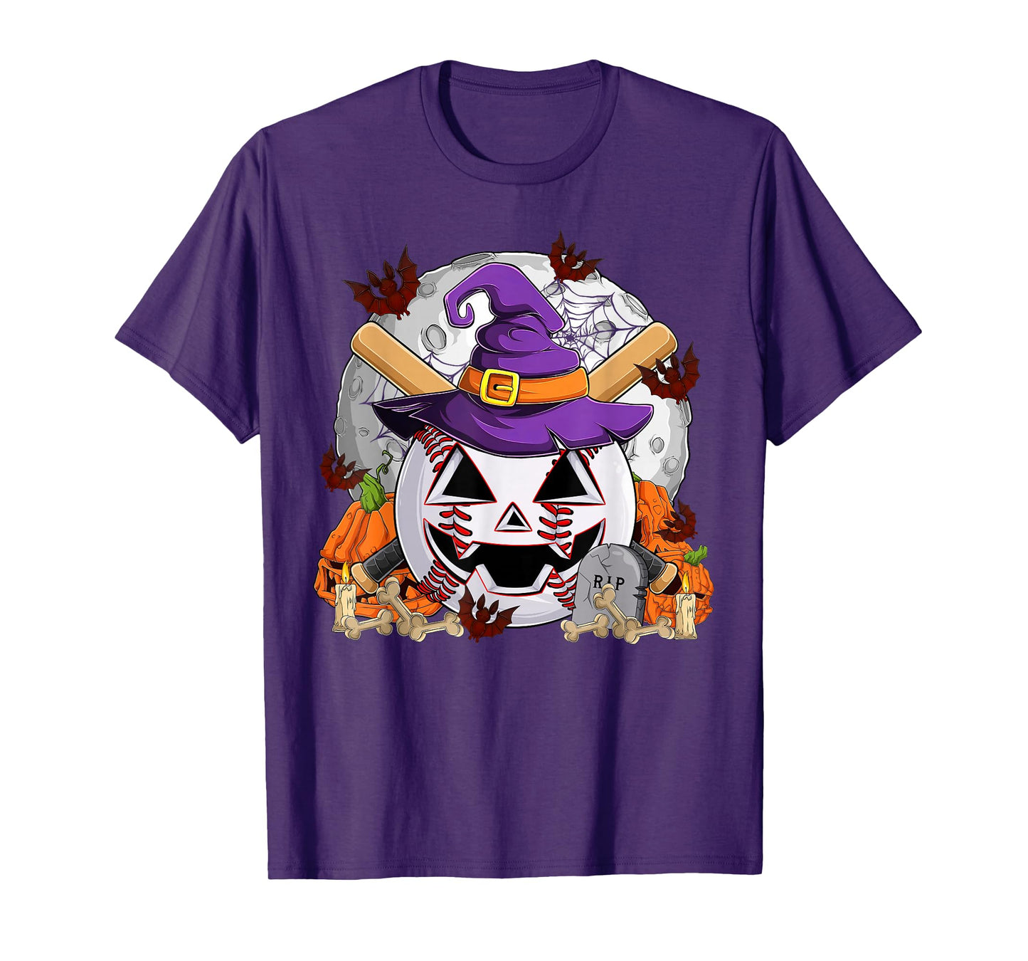 Funny Baseball Bat & Witch Hat Halloween Costume Day Girls T-Shirt