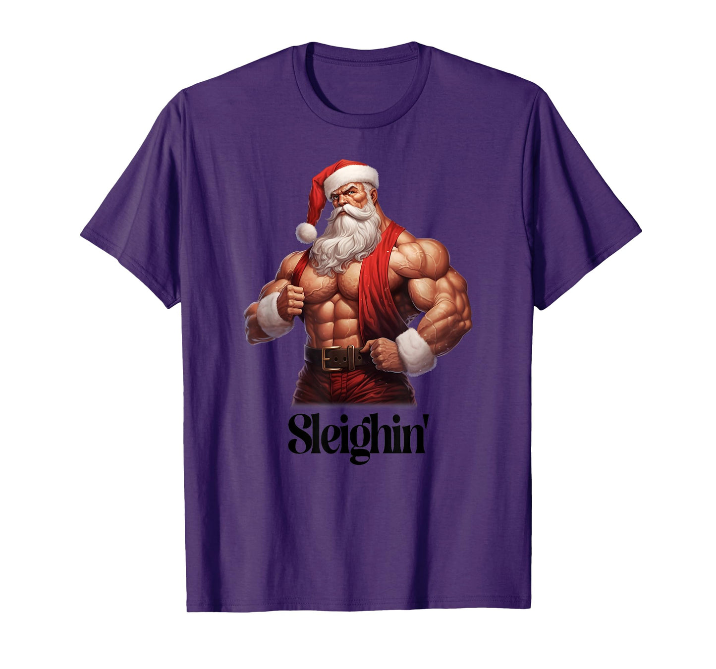 Buff Santa Workout Santa Claus Gym Muscles Sleighin' T-Shirt