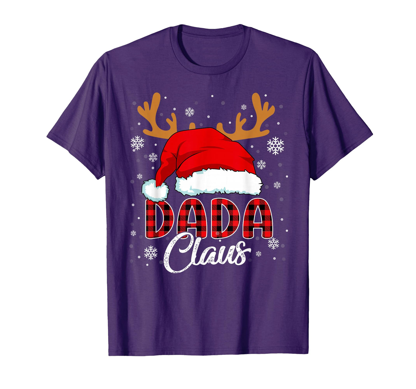 Dada Claus Santa Hat Christmas Red Plaid Matching Family T-Shirt