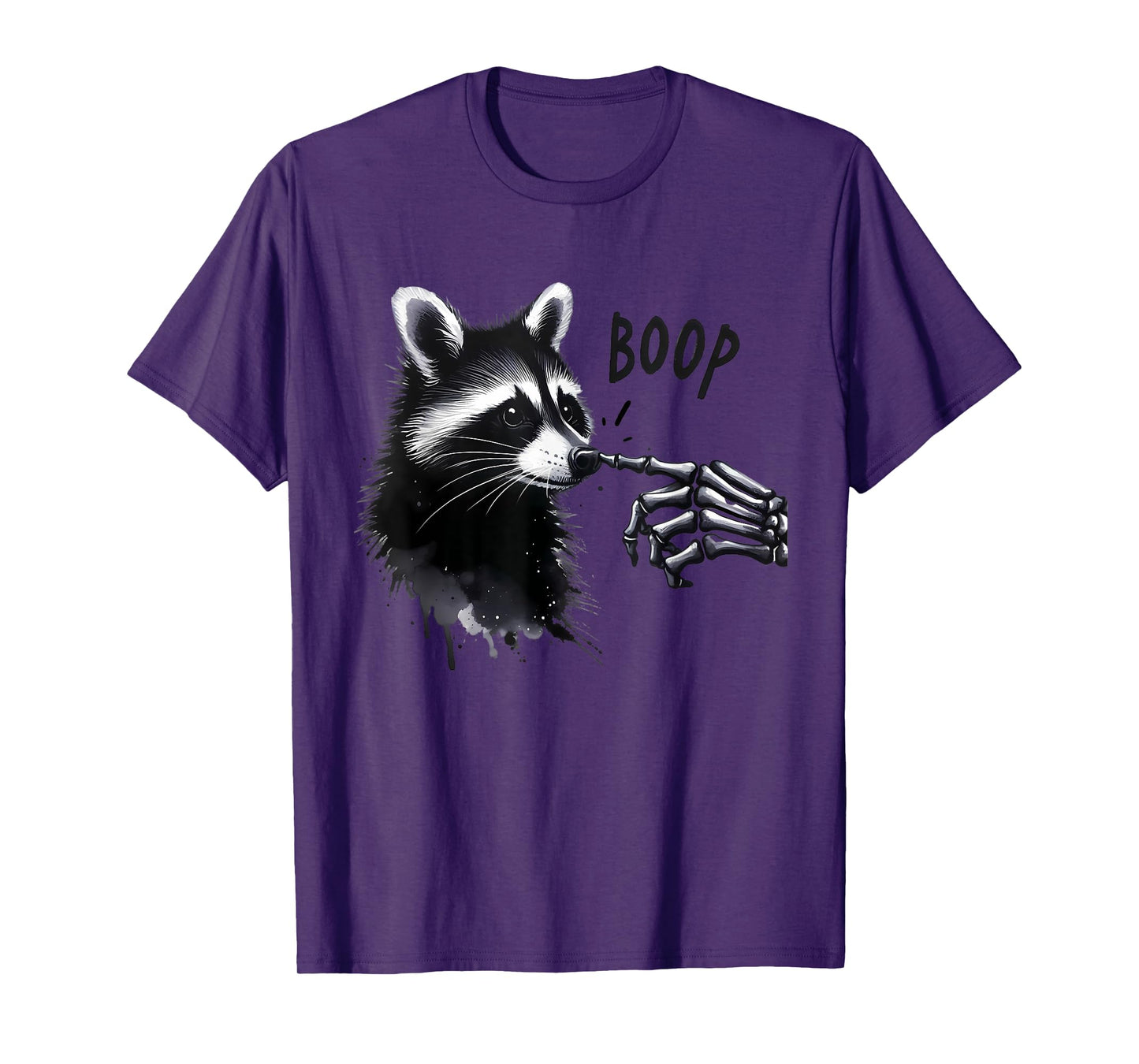Raccoon Boop Skeleton Hand Boop Halloween Cute Graphic T-Shirt