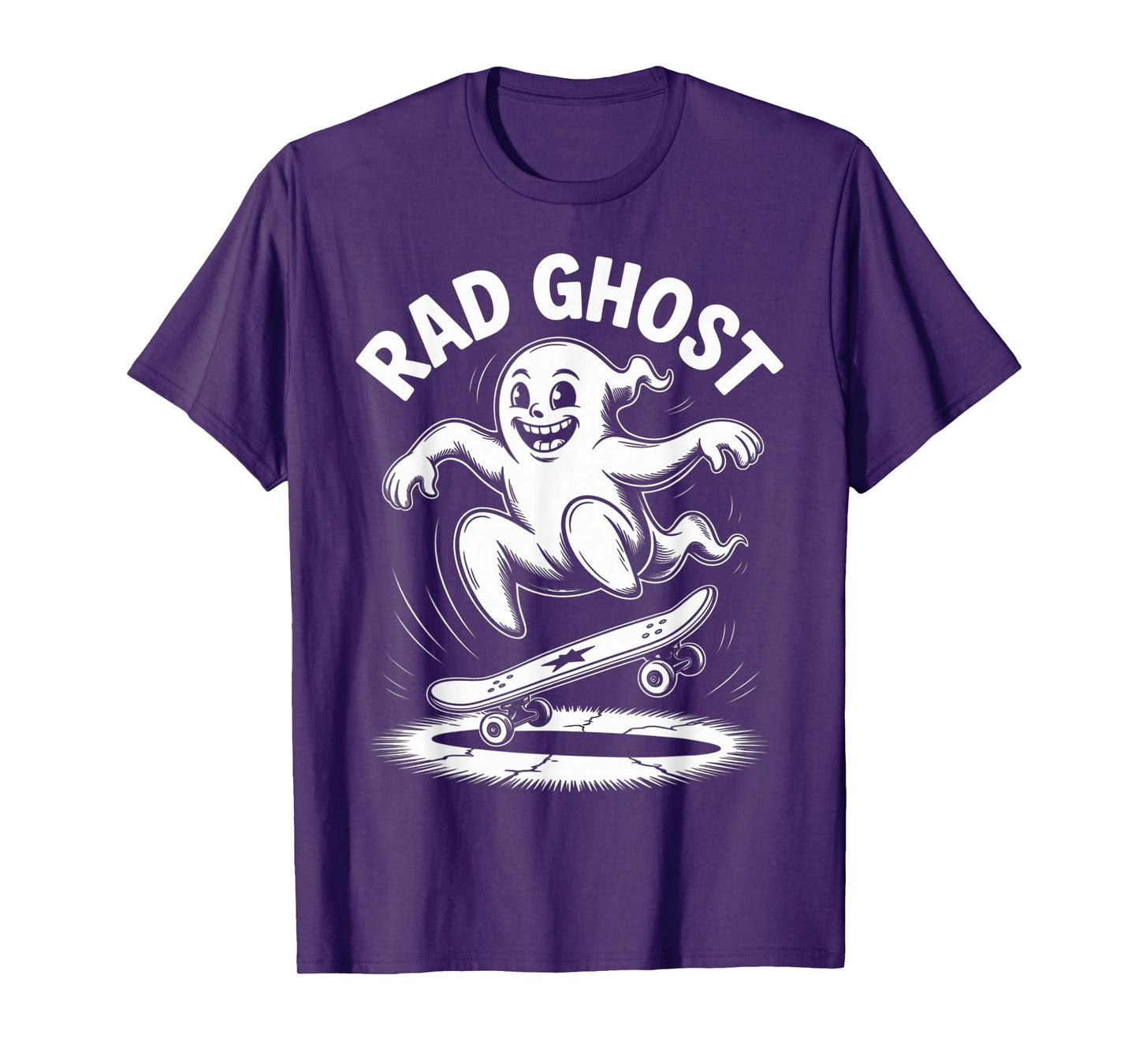 Funny Ghost On Skateboard Retro Halloween Costume Kids Boys T-Shirt