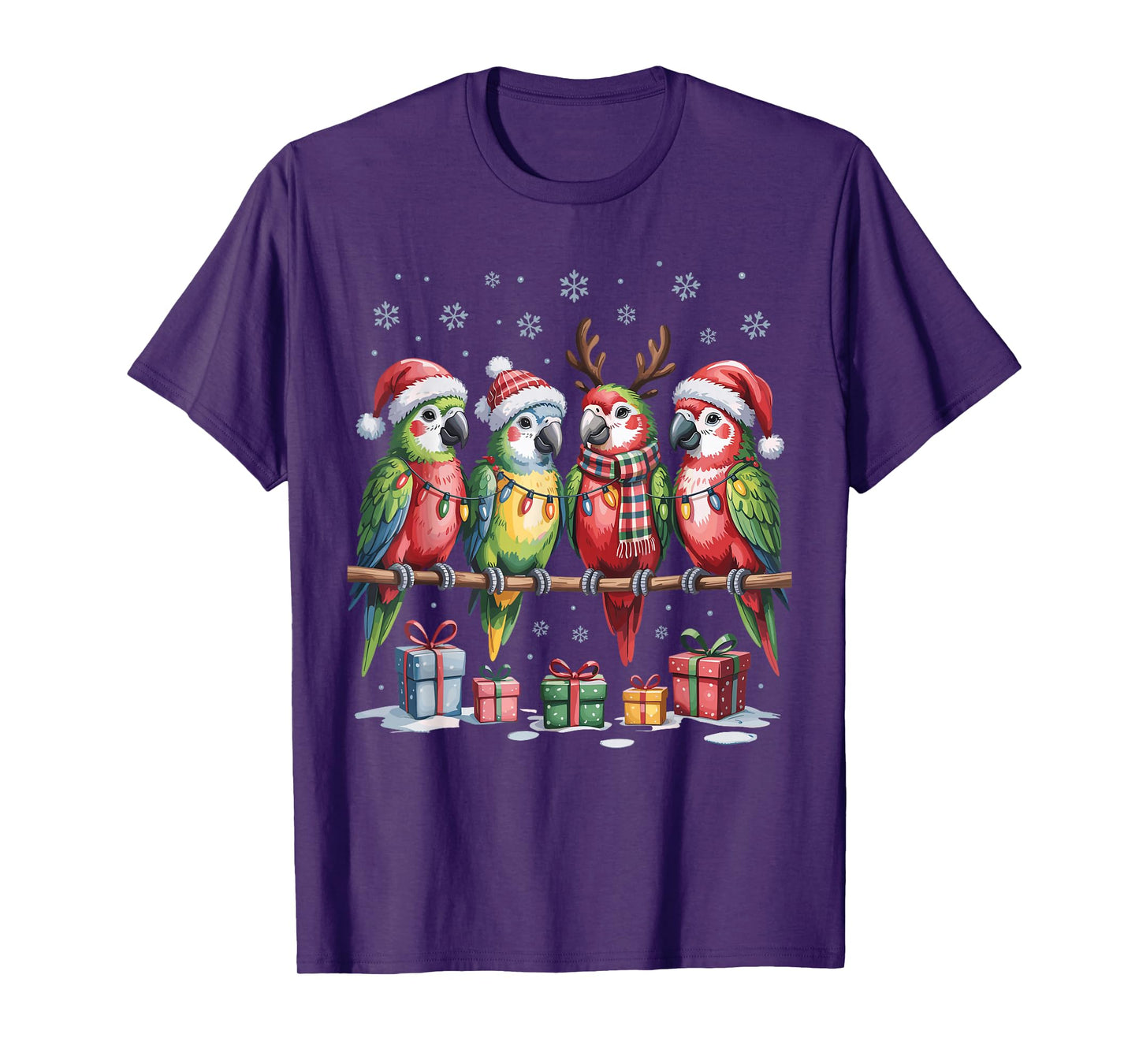 Parrot Christmas Cute Bird Lovers Funny Holiday Pajamas T-Shirt