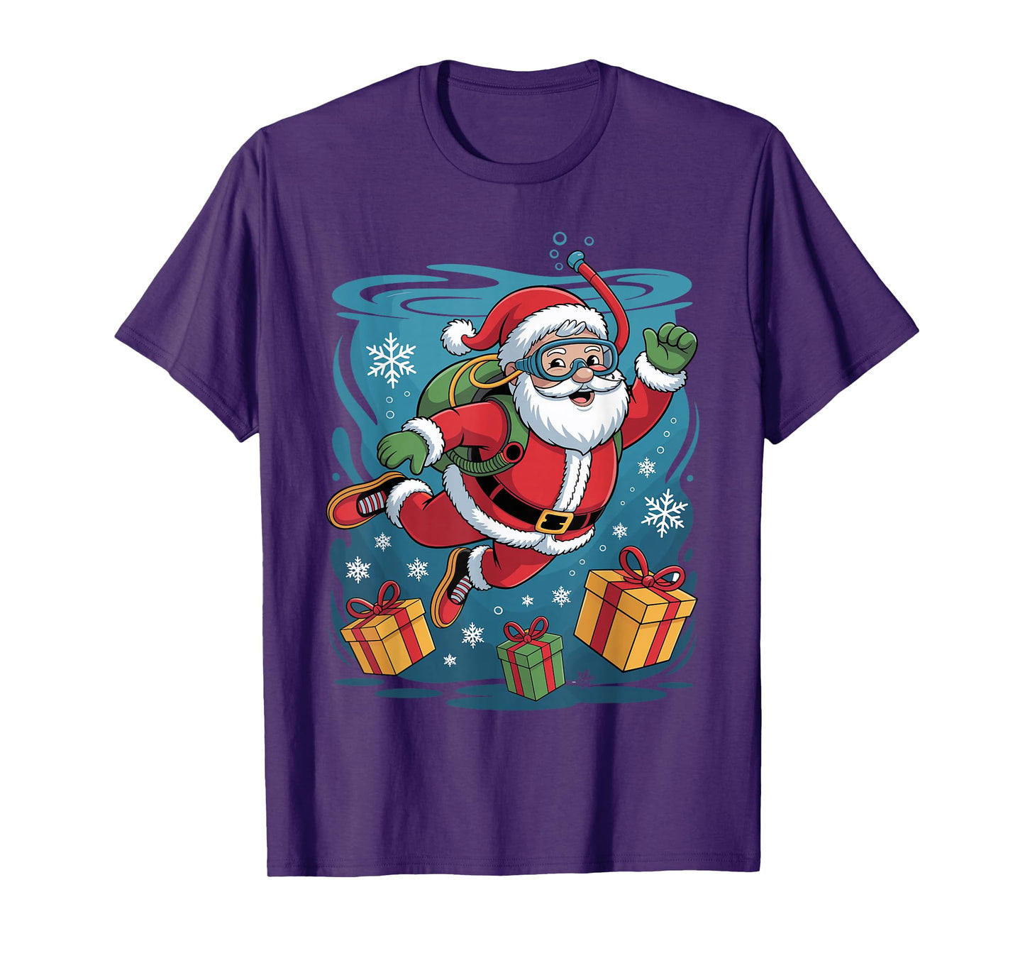 Funny Santa Scuba Diving Lover Holiday Christmas Xmas Pajama T-Shirt
