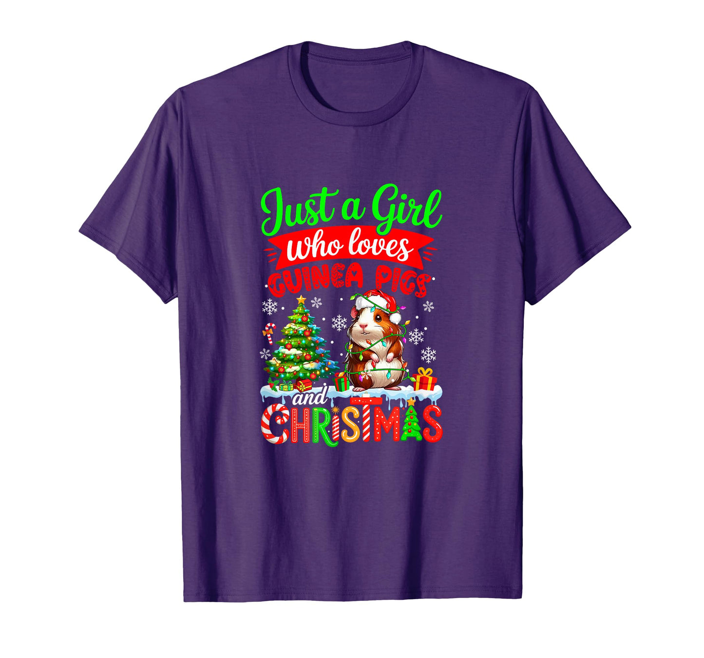 A Girl Loves Guinea Pigs and Christmas Santa Rodent Lover T-Shirt