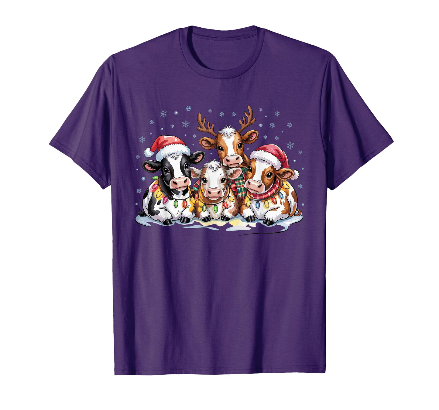 Cute Cow Christmas Funny Farm Animal Lovers Holiday Pajamas T-Shirt