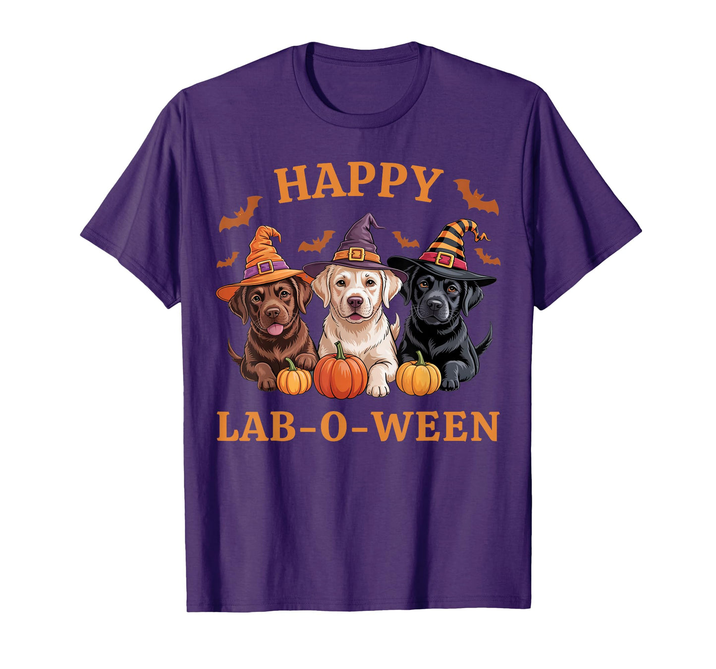 Happy Lab-O-Ween Labrador Pumpkin Witch Hat Spooky Squad T-Shirt