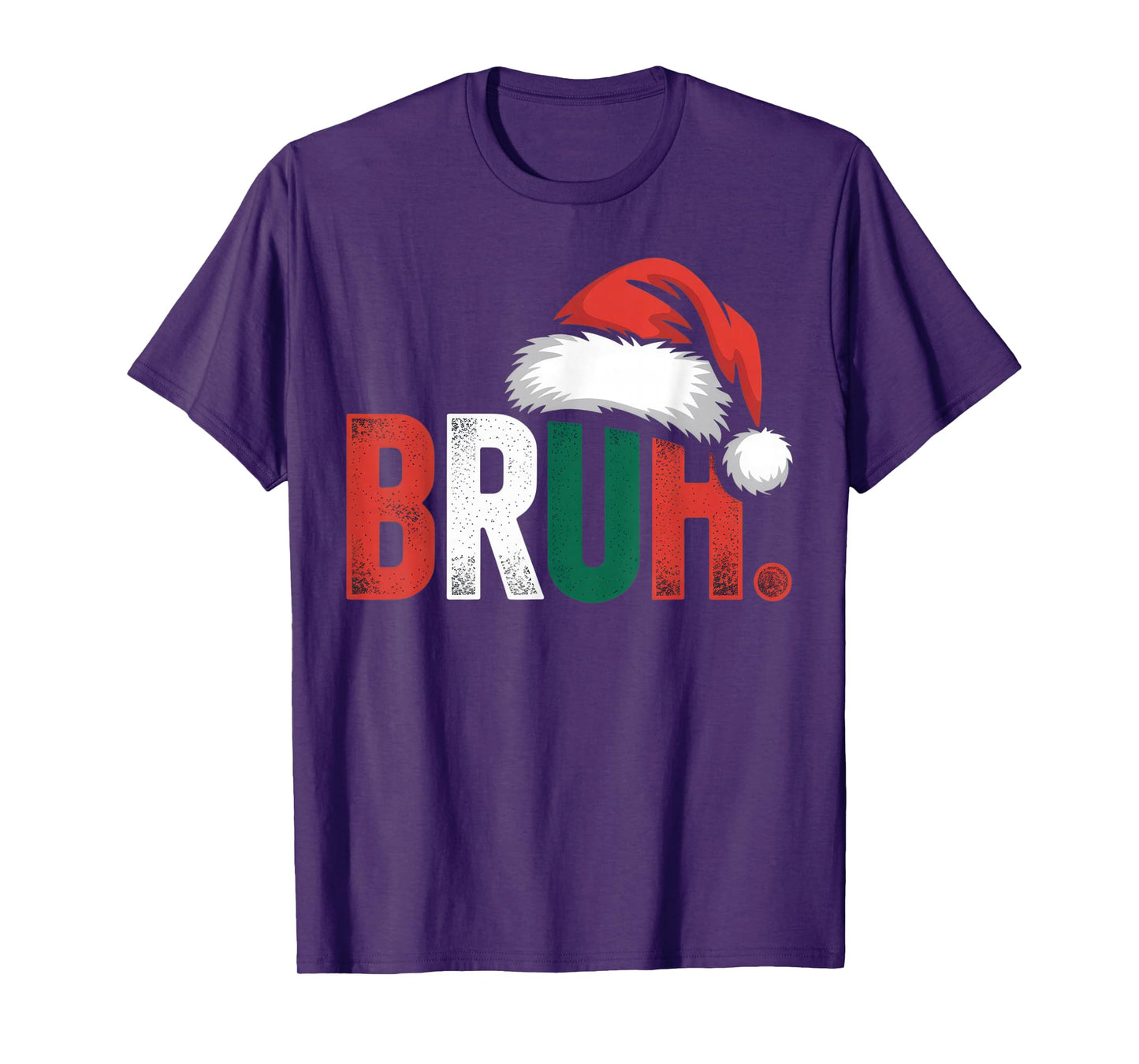 Bruh Santa Hat Holiday Vibe Casual Christmas Wear T-Shirt