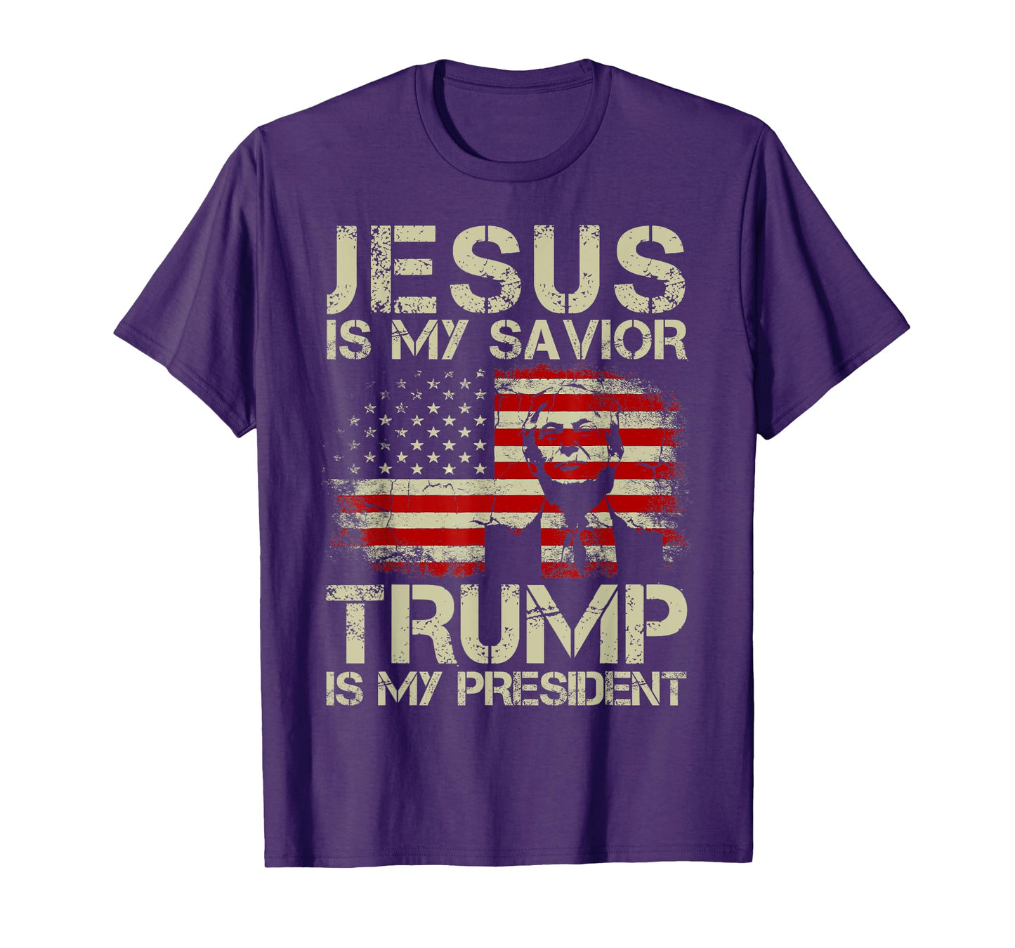Jesus Is My Savior Trump Is My President Trump 2024 USA Flag T-Shirt