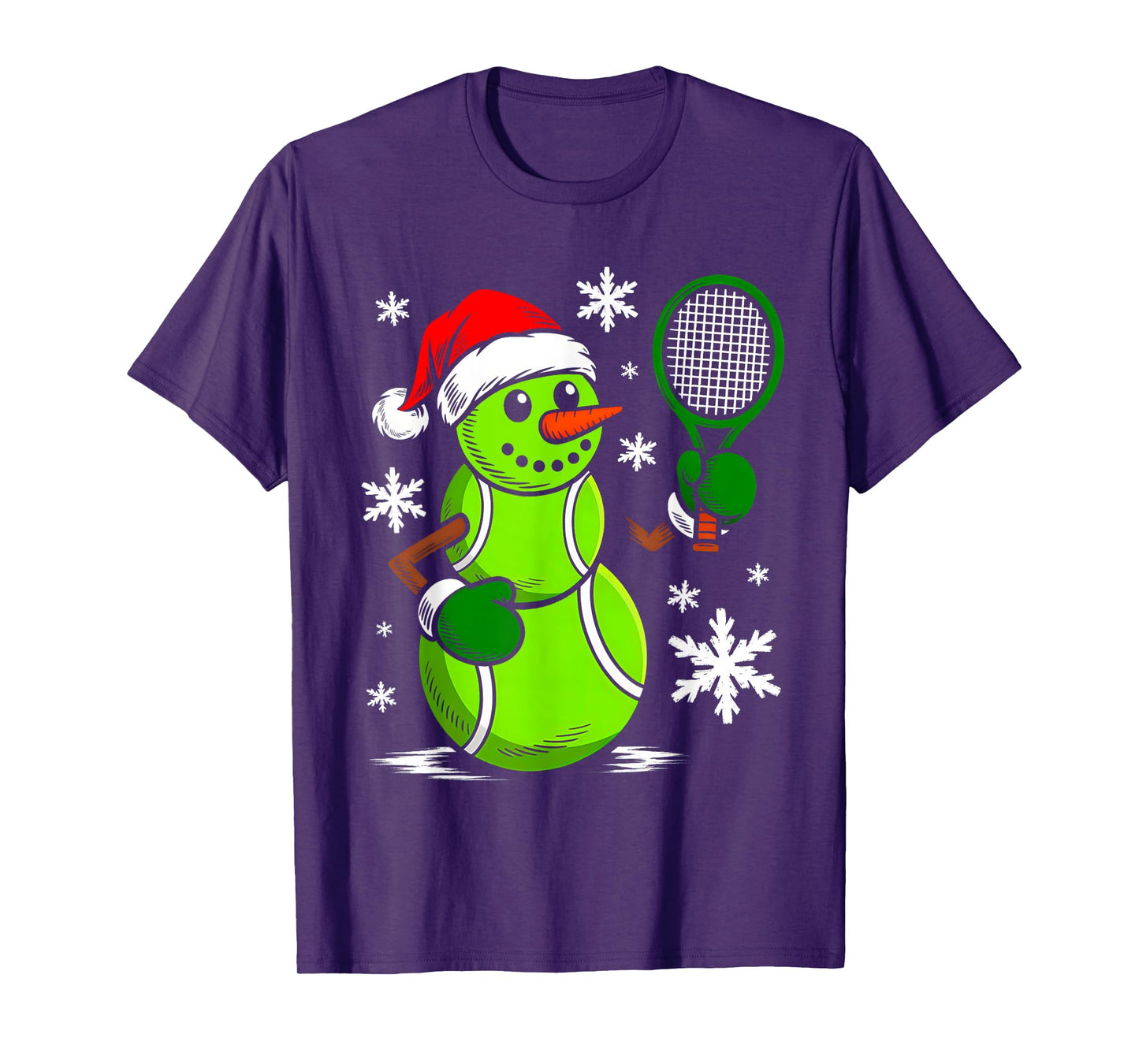 Tennis Santa Hat Snowman Xmas Funny Tennis Lover Christmas T-Shirt