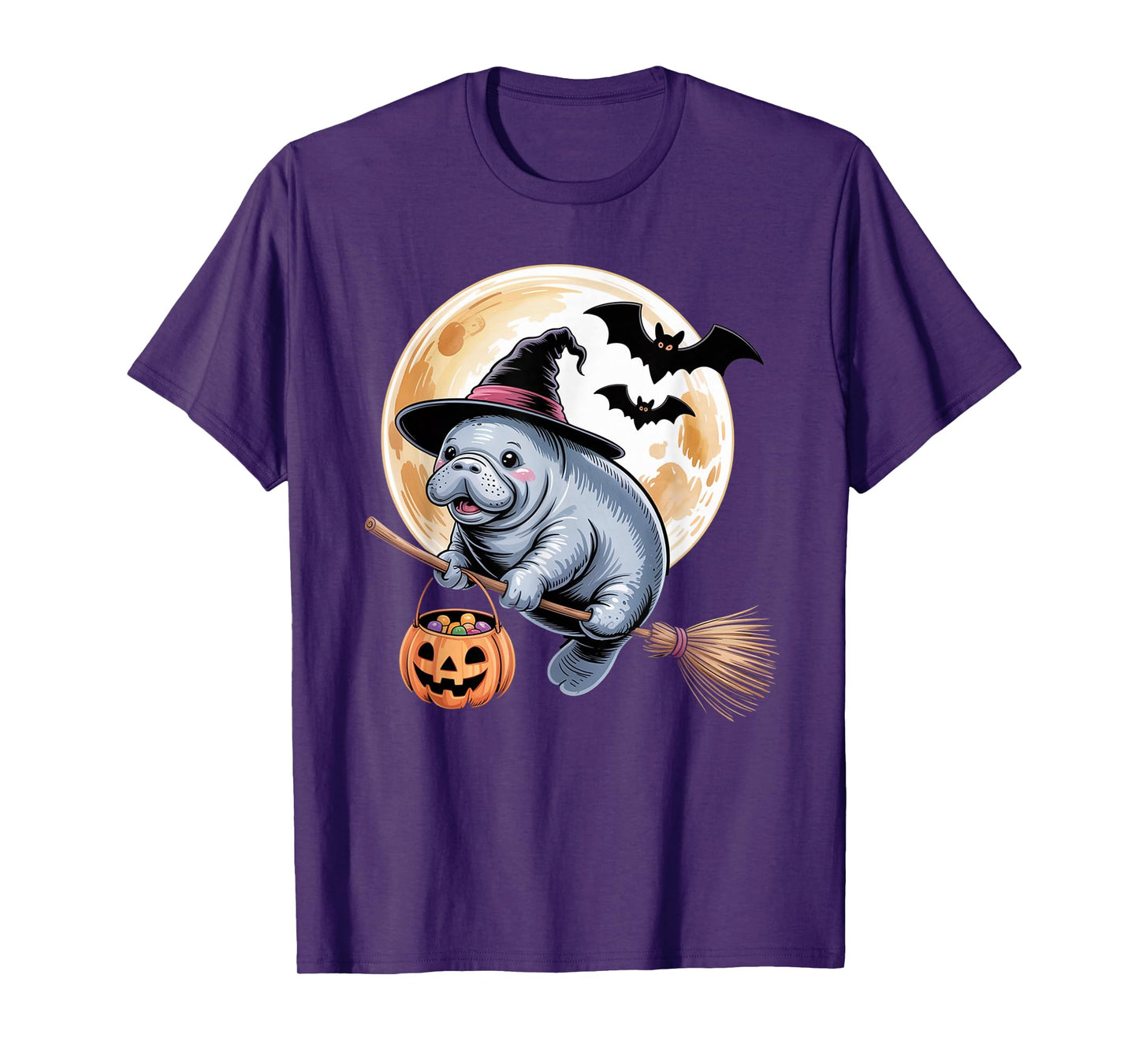 Manatee Witch Hat Funny Sea Cow Halloween Costume Men Women T-Shirt