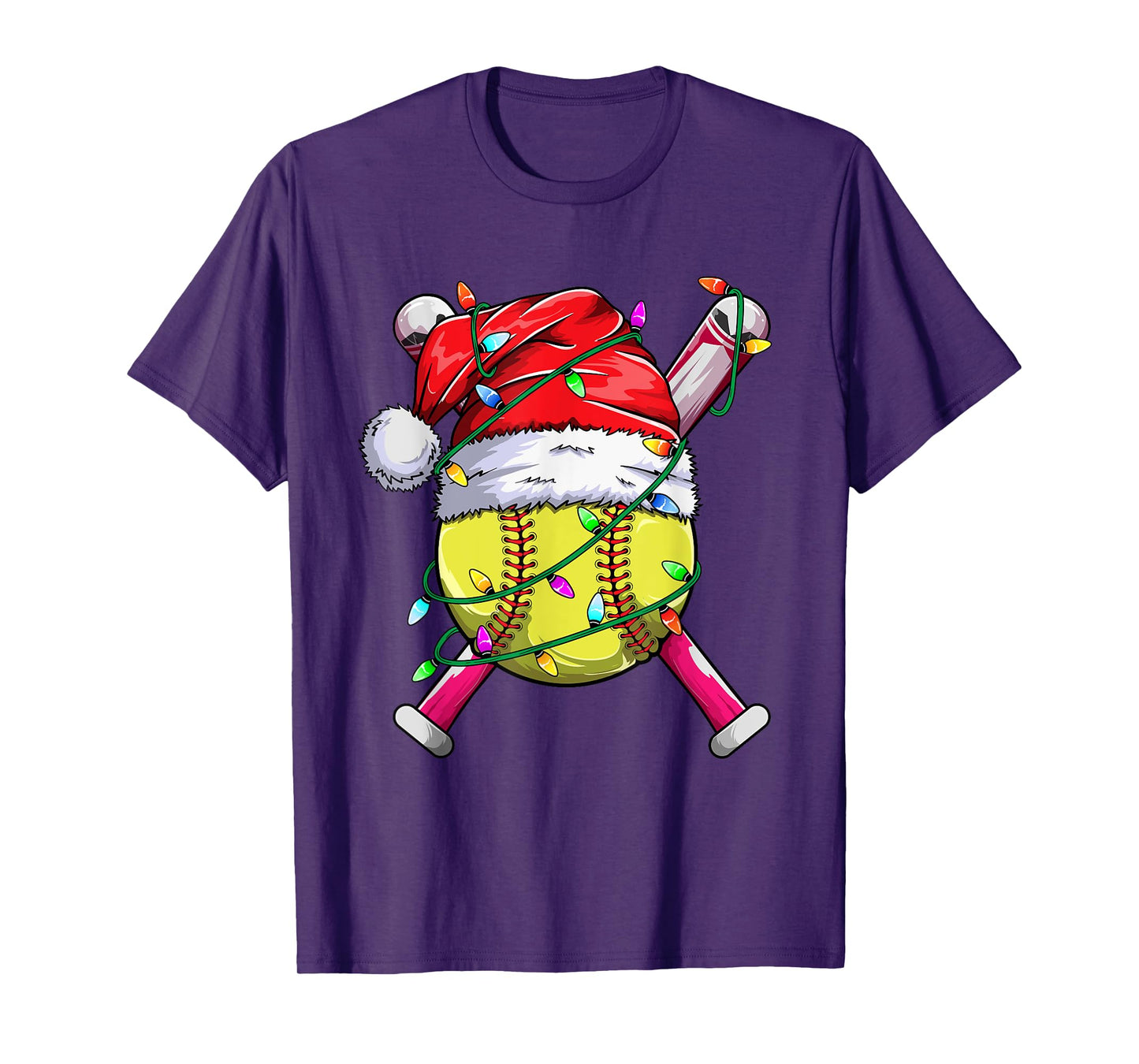 Santa Sports Design- Women Girls Christmas Softball Player T-Shirt