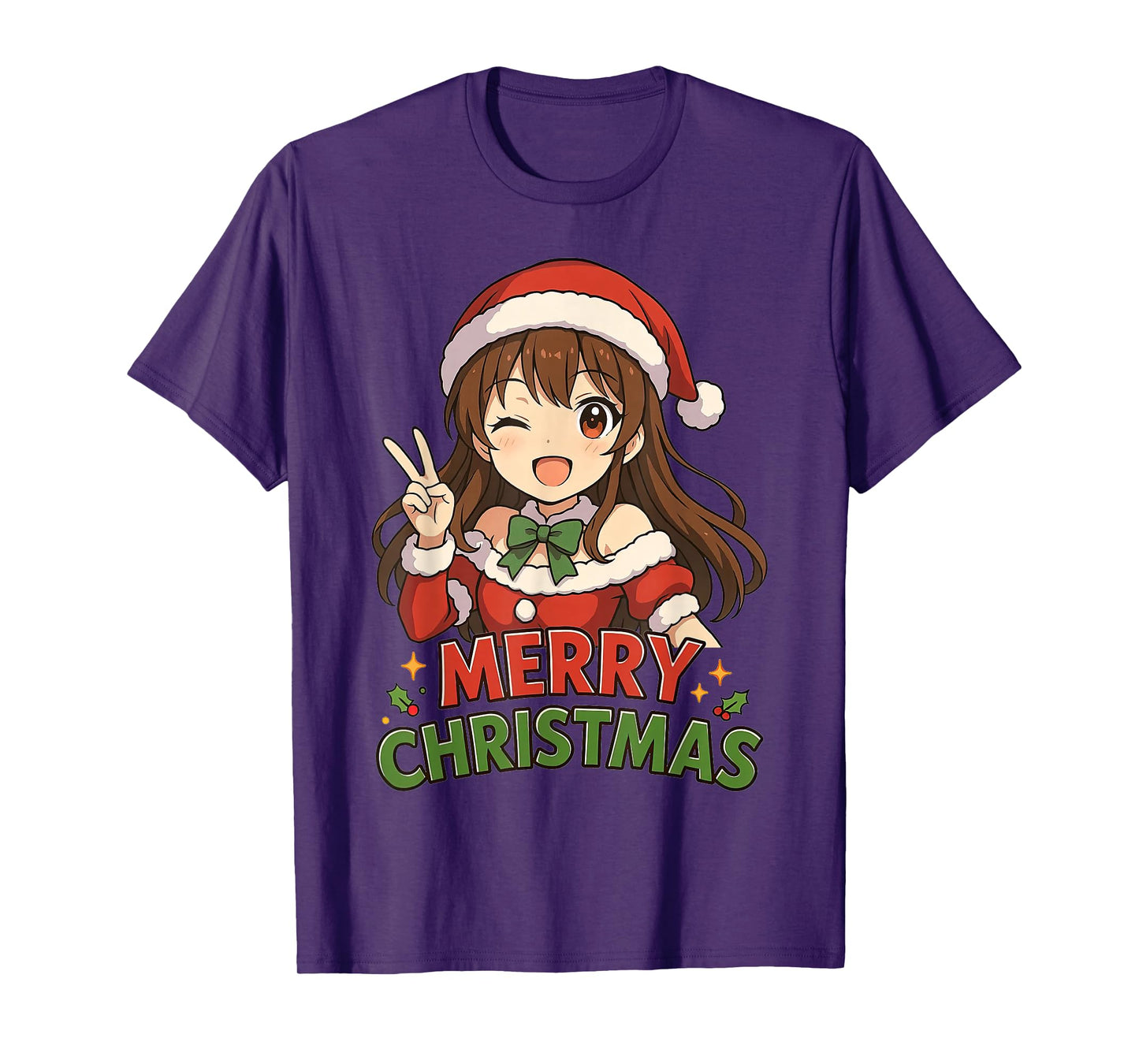 Kawaii Anime Girl Santa Merry Christmas Otaku T-Shirt