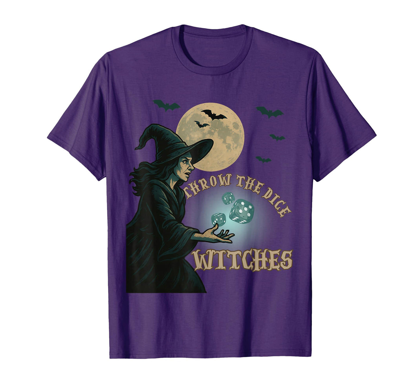 Throw The Dice Witches for Women Bunco Halloween Party T-Shirt