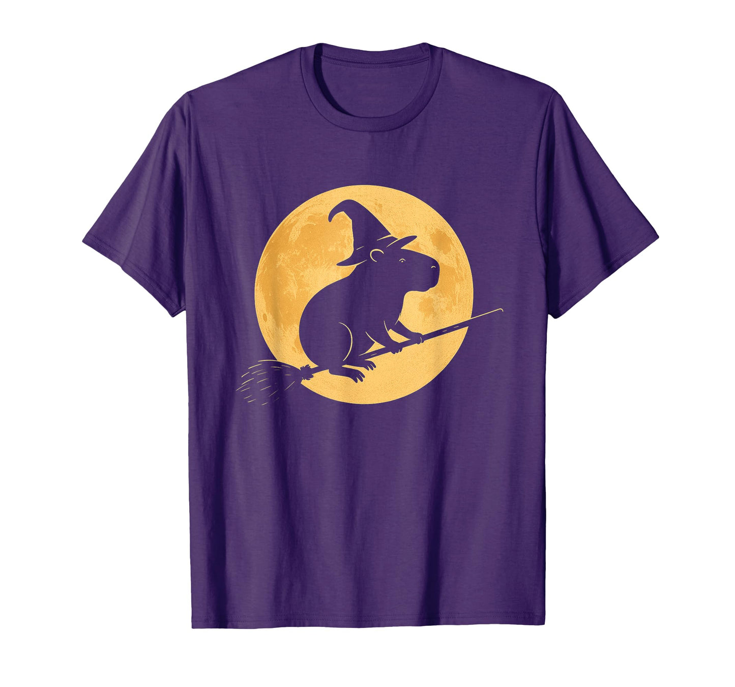 Funny Witch Capybara Moon Halloween Trick Or Treat T-Shirt