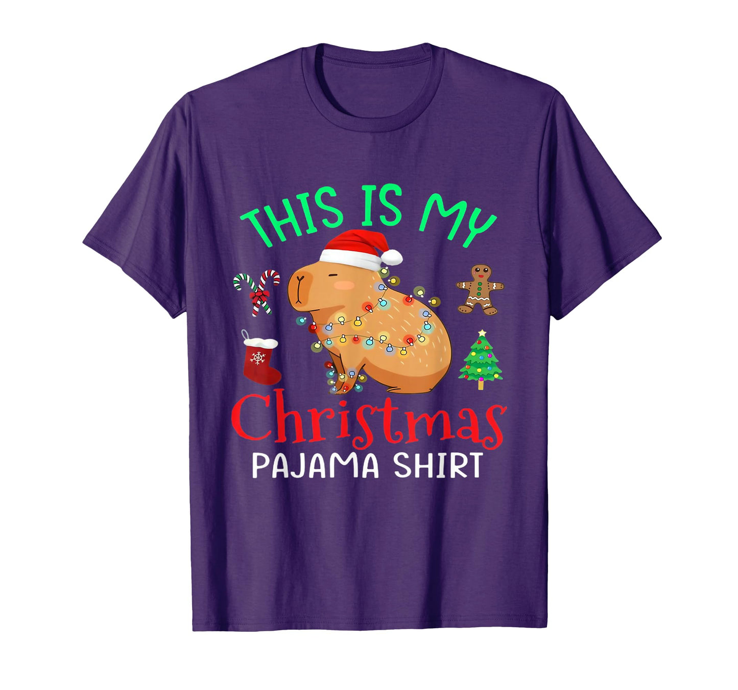 Capybara This is My Christmas Pajama Capy Santa Men Women T-Shirt