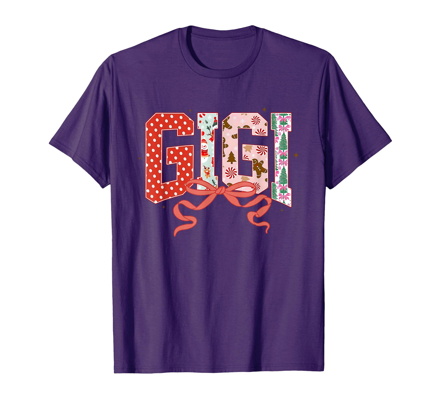 Gigi Cute Pink Coquette Bow Christmas Matching Family Xmas T-Shirt