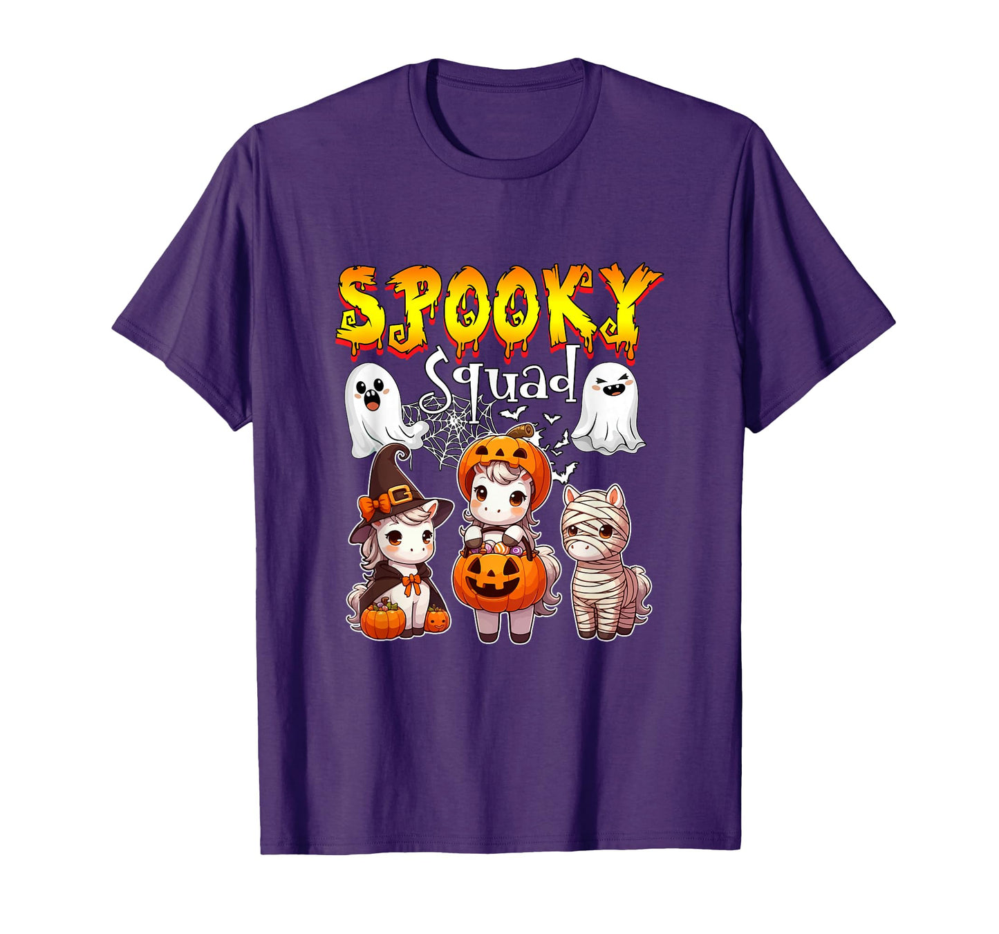 Spooky Halloween Squad Three Cute Horses Cosplay Witch T-Shirt
