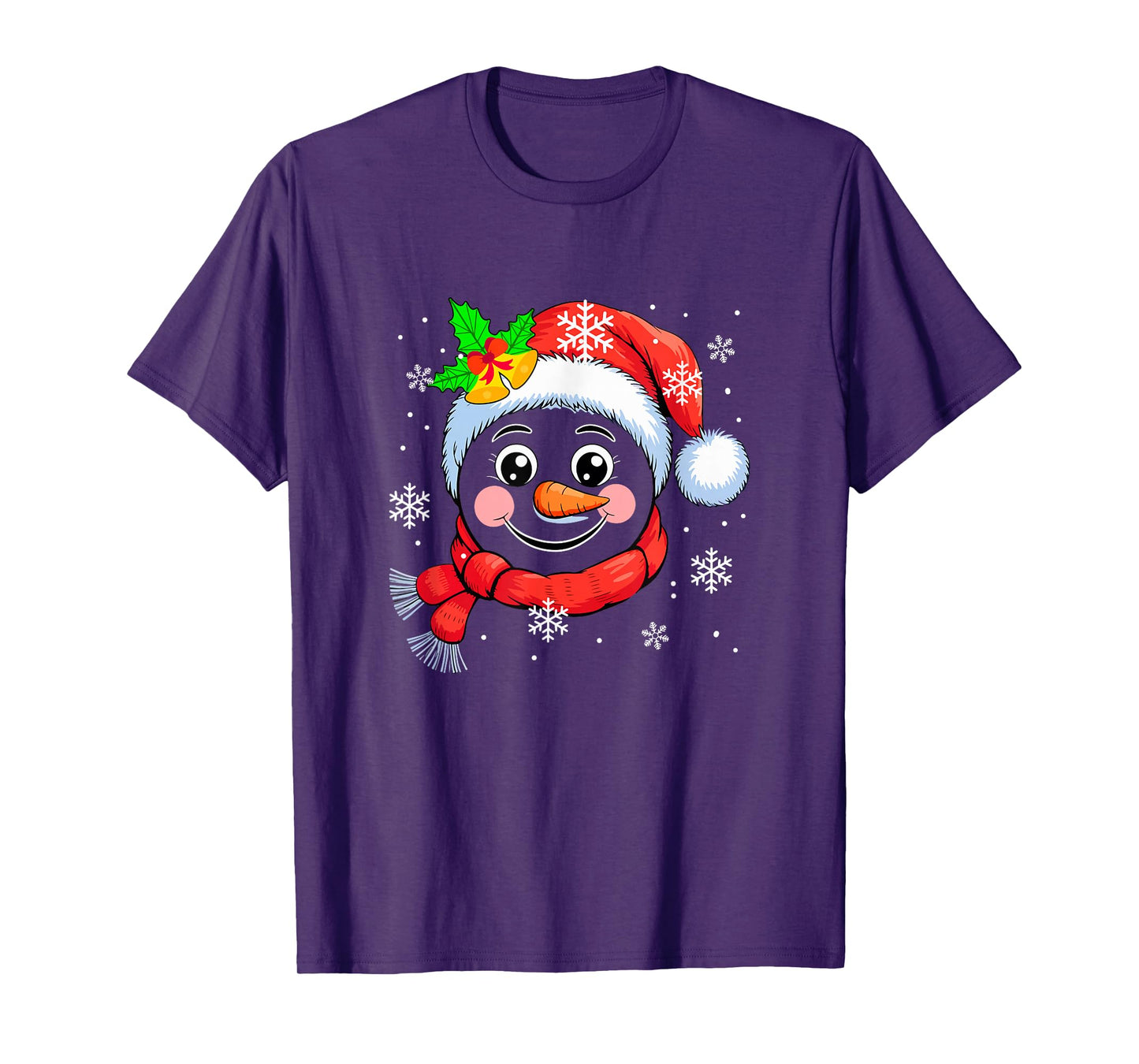 Funny Snowman Face Christmas Floral Colorful Costume Family T-Shirt