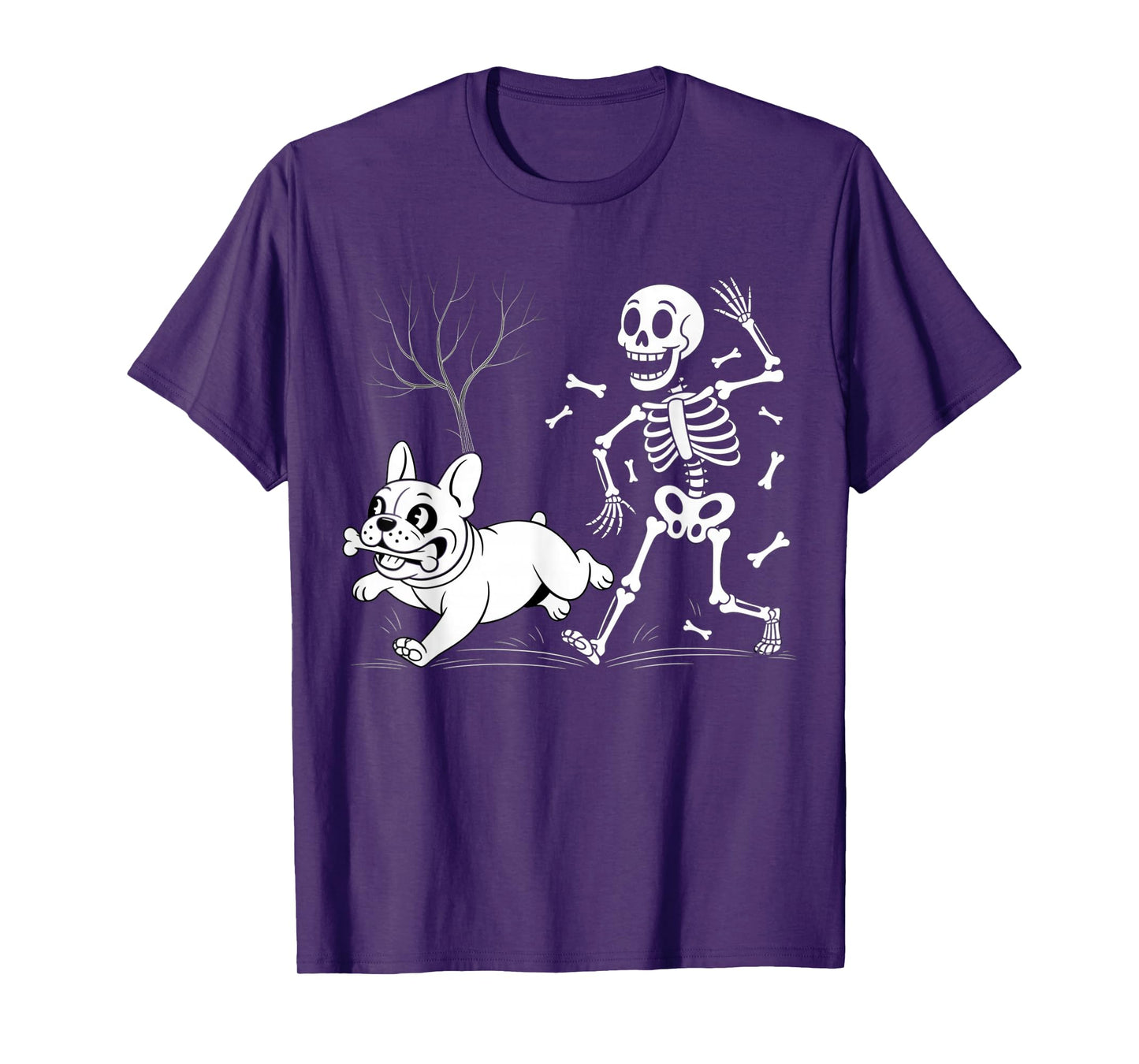 French Bulldog Skeleton Spooky Season Funny Halloween T-Shirt