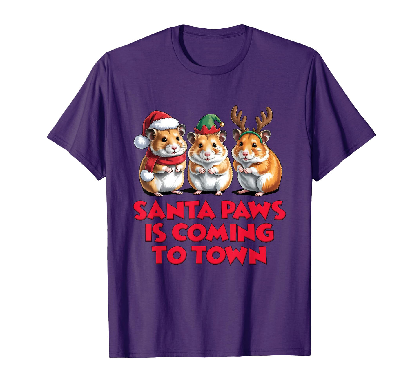 Santa Paws is Coming to Town Funny Christmas Pets T-Shirt