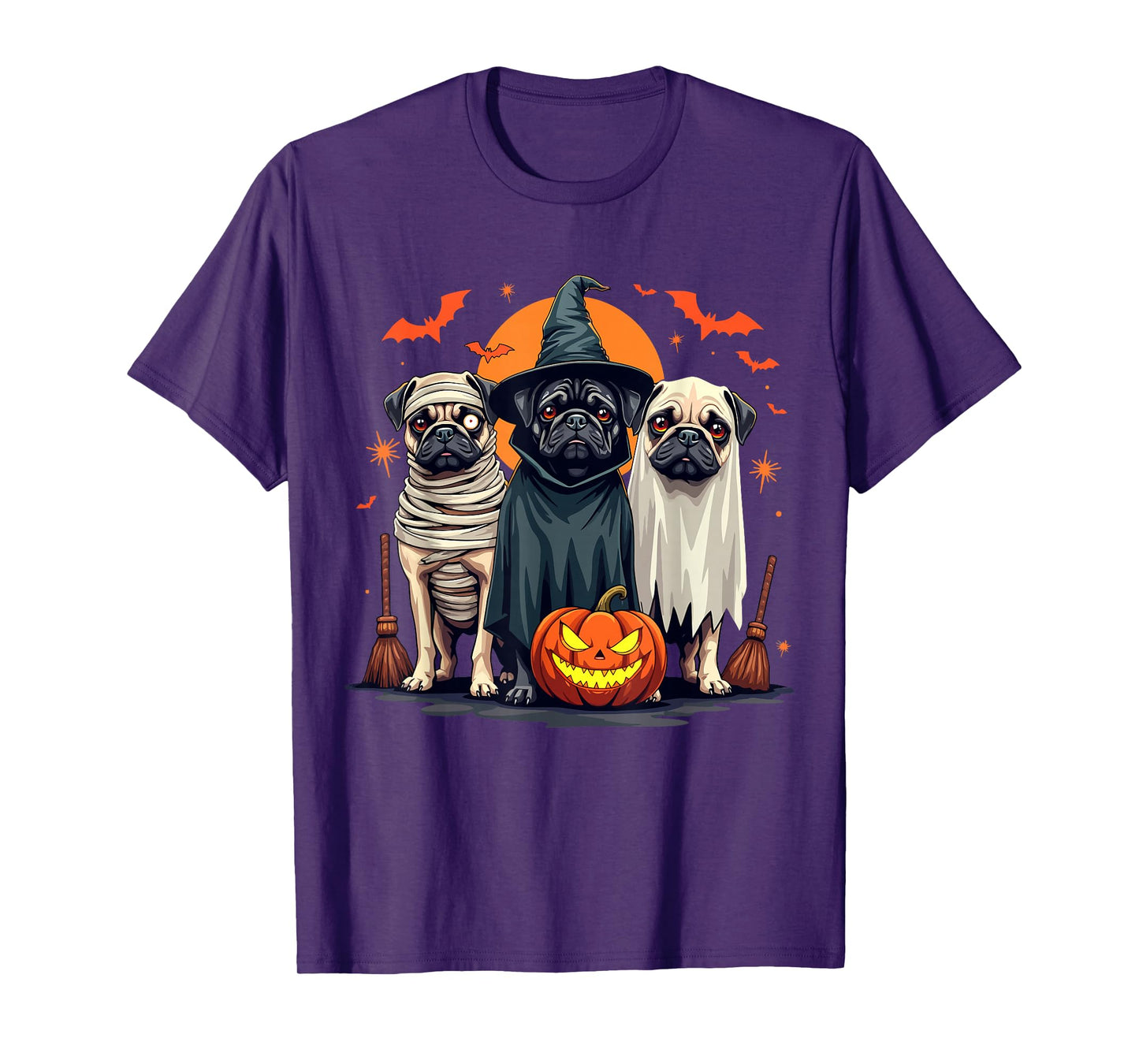 Pug Halloween Costume Mom Witch Ghost Dog Lover T-Shirt