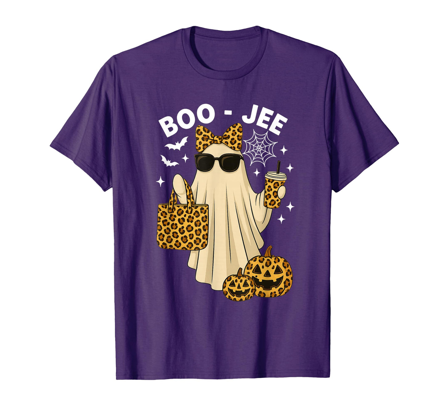 Coquette Leopard Ghost Coffee Boo-JEE Halloween Boujee Ghost T-Shirt