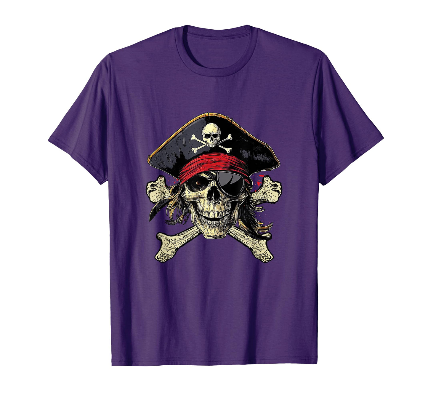 Pirate Skull Crossbones Halloween Costume Buccaneer Men Boy T-Shirt
