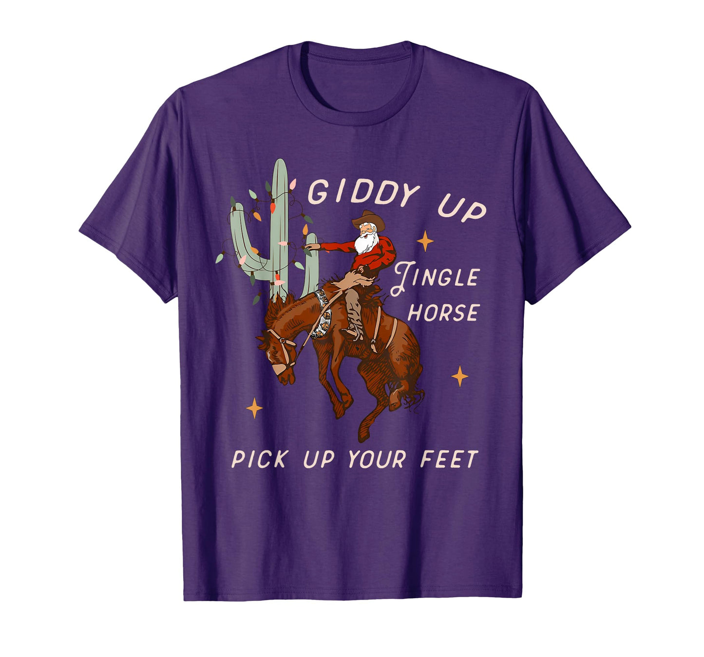 Giddy Up Jingle Horse Santa Cowboy Western Christmas Xmas T-Shirt