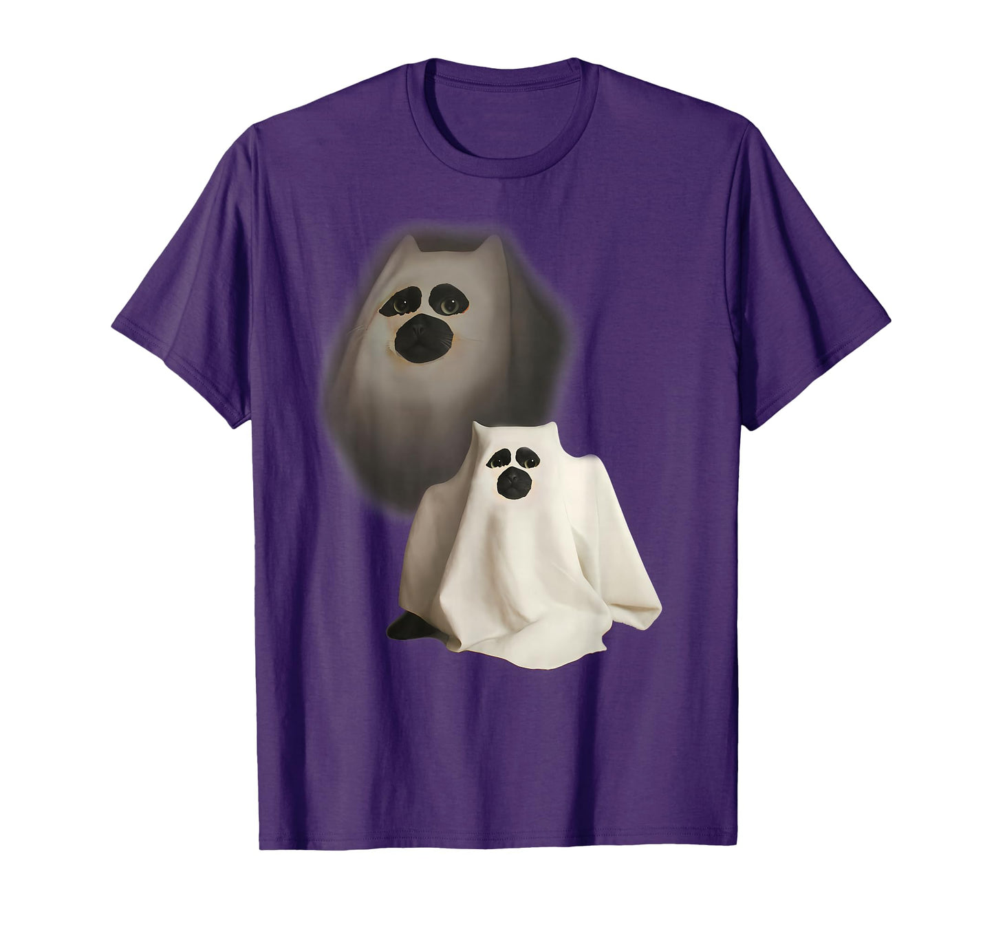 Ghost Cat Meme Funny Halloween Men Women Kids T-Shirt