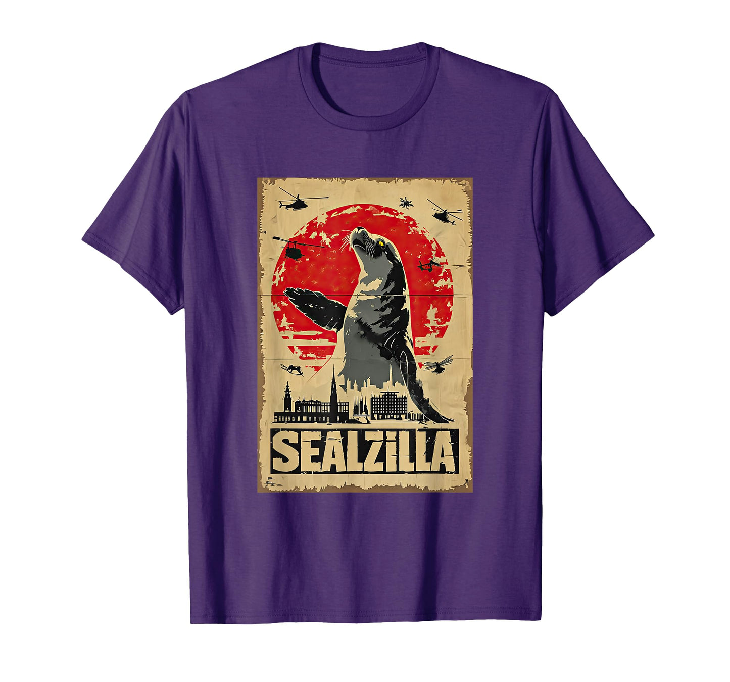 Sealzilla Vintage Monster Berlin Skyline Japanese Art Seal T-Shirt