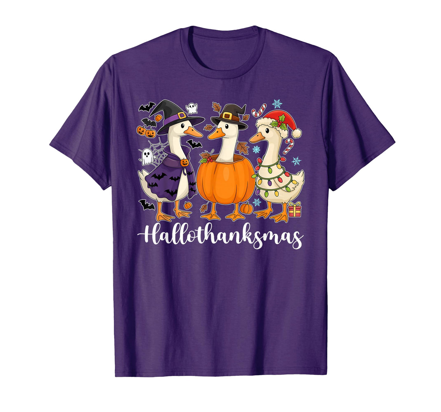Gooses Halloween Thanksgiving Christmas Happy HalloThanksMas T-Shirt