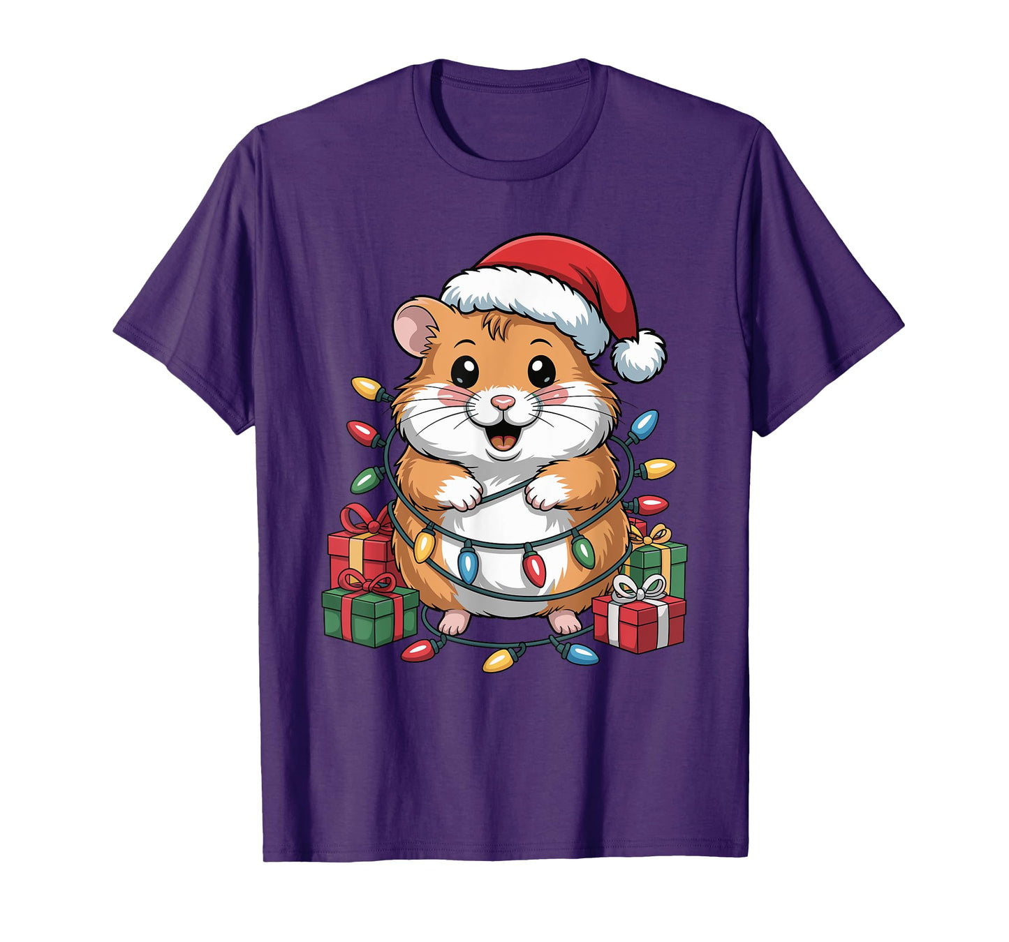 Funny Hamster Santa Hat Animals Lovers Ugly Christmas Pajama T-Shirt