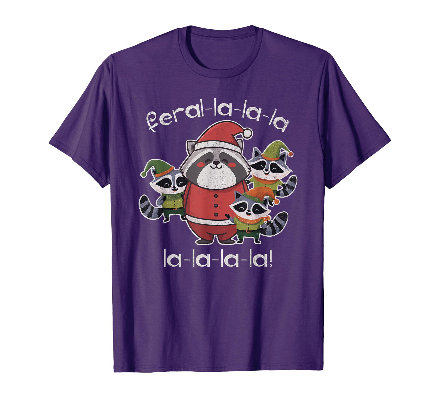 Cute Raccoon Christmas Carol Feral-La-La-La-La-La-La-La T-Shirt