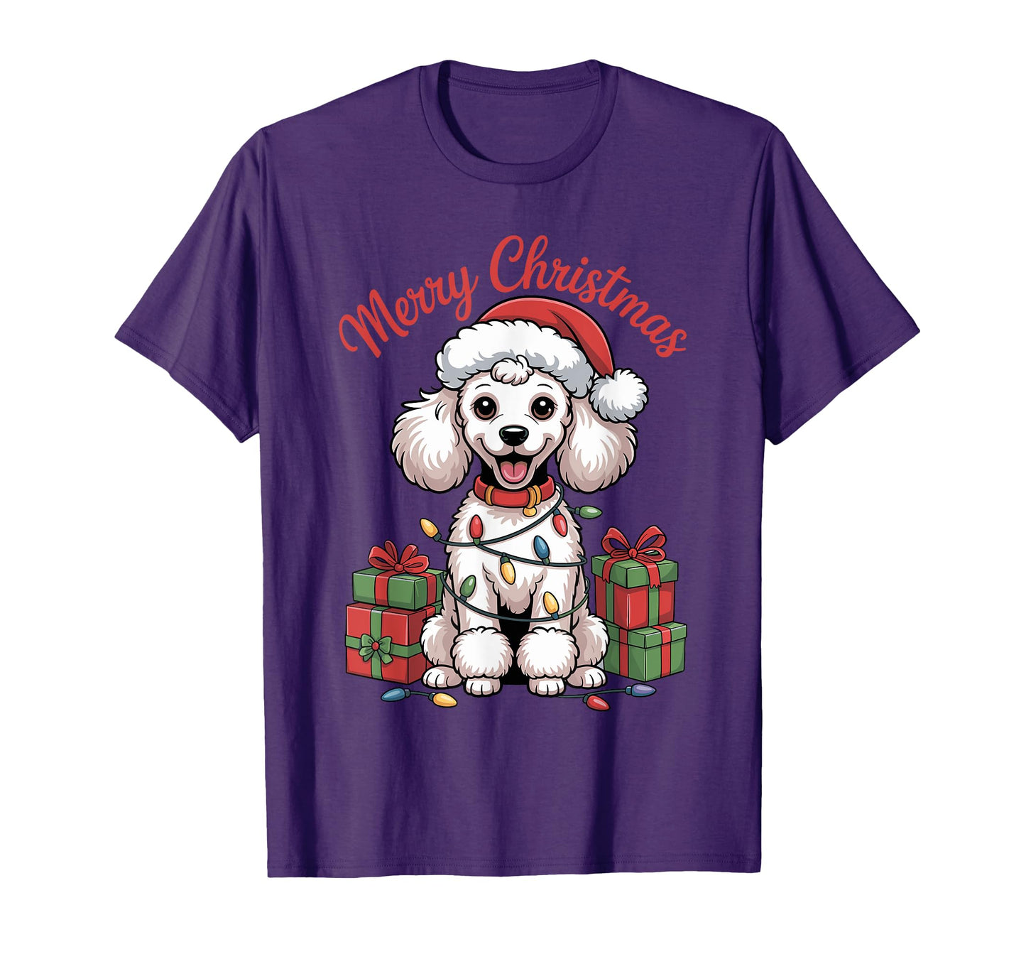 Cute Poodle Christmas Xmas Design Funny Dog Lover Holiday T-Shirt