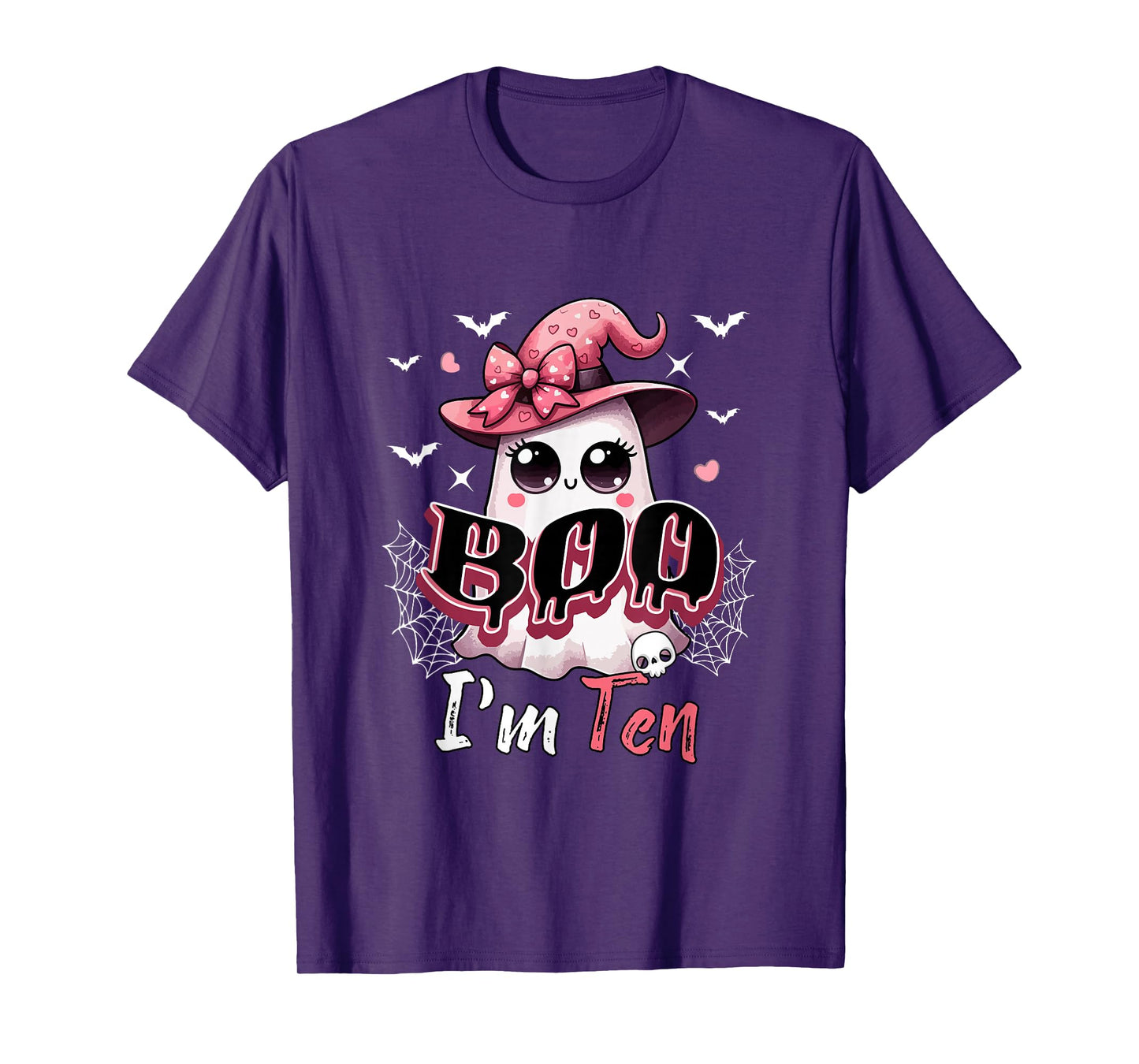 Boo I'm Ten Halloween 10th Birthday Boo As Witch Lover Kids T-Shirt