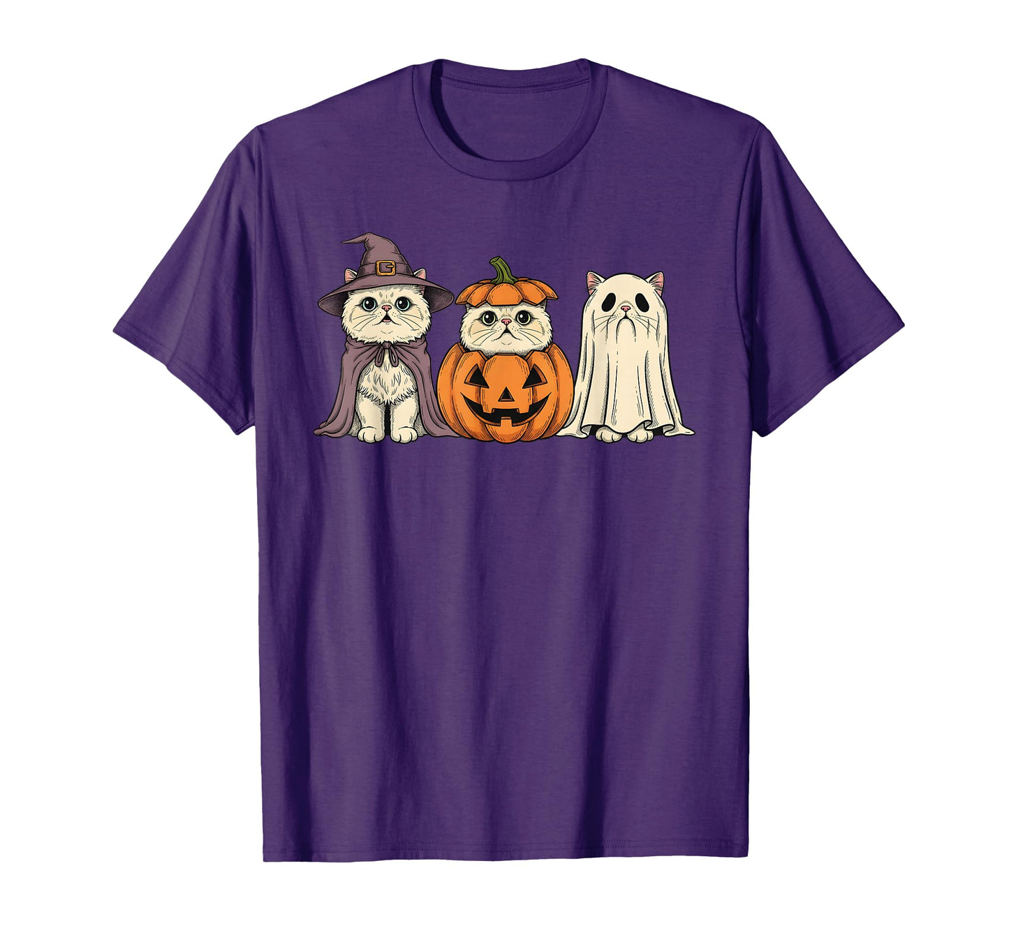 Spooky Ghost Persian Cat Lover Pumpkin Halloween T-Shirt
