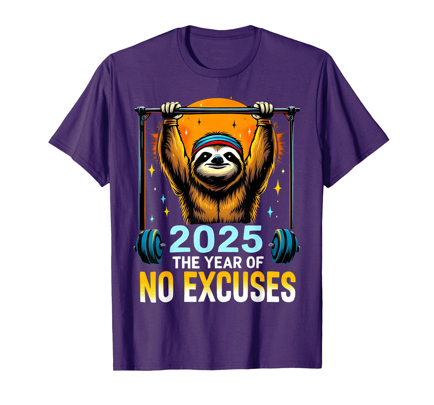 2025 Resolution Funny Fitness Workout Gym Sloth Weight Loss T-Shirt