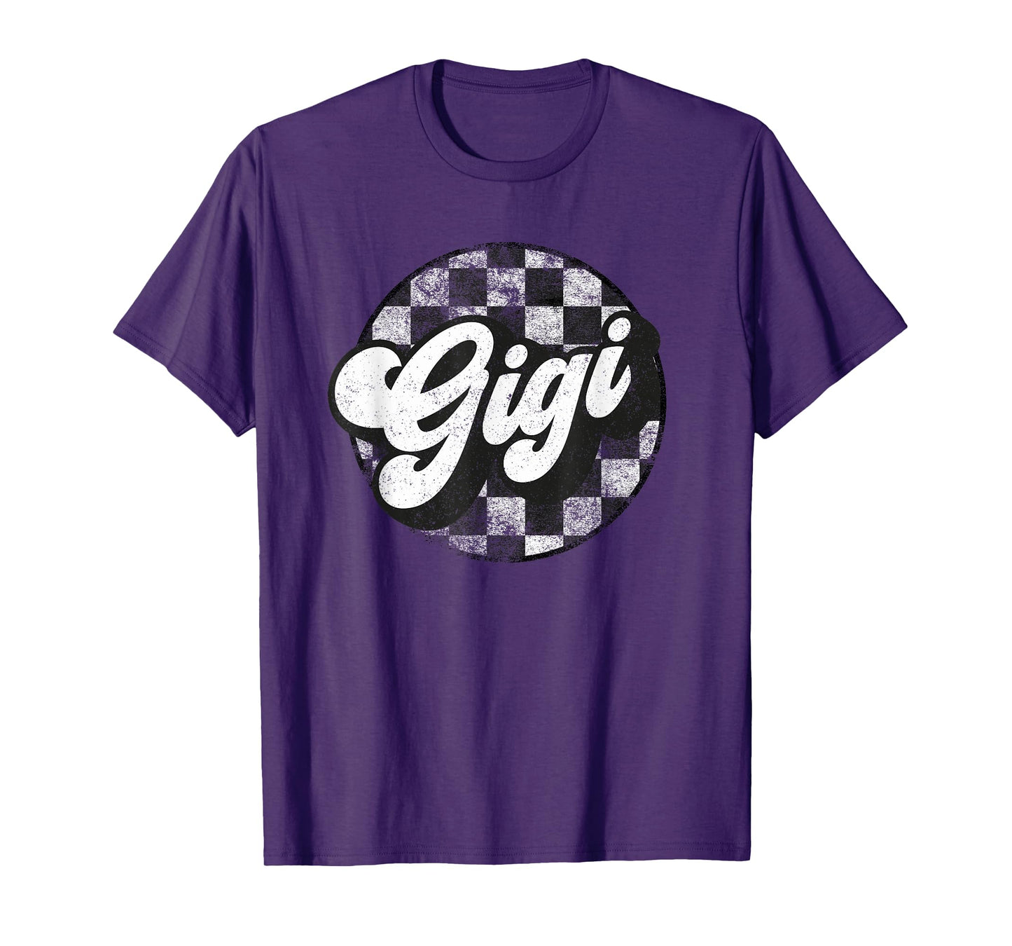Funny Retro Checkered Gigi Race Vintage Matching Family T-Shirt